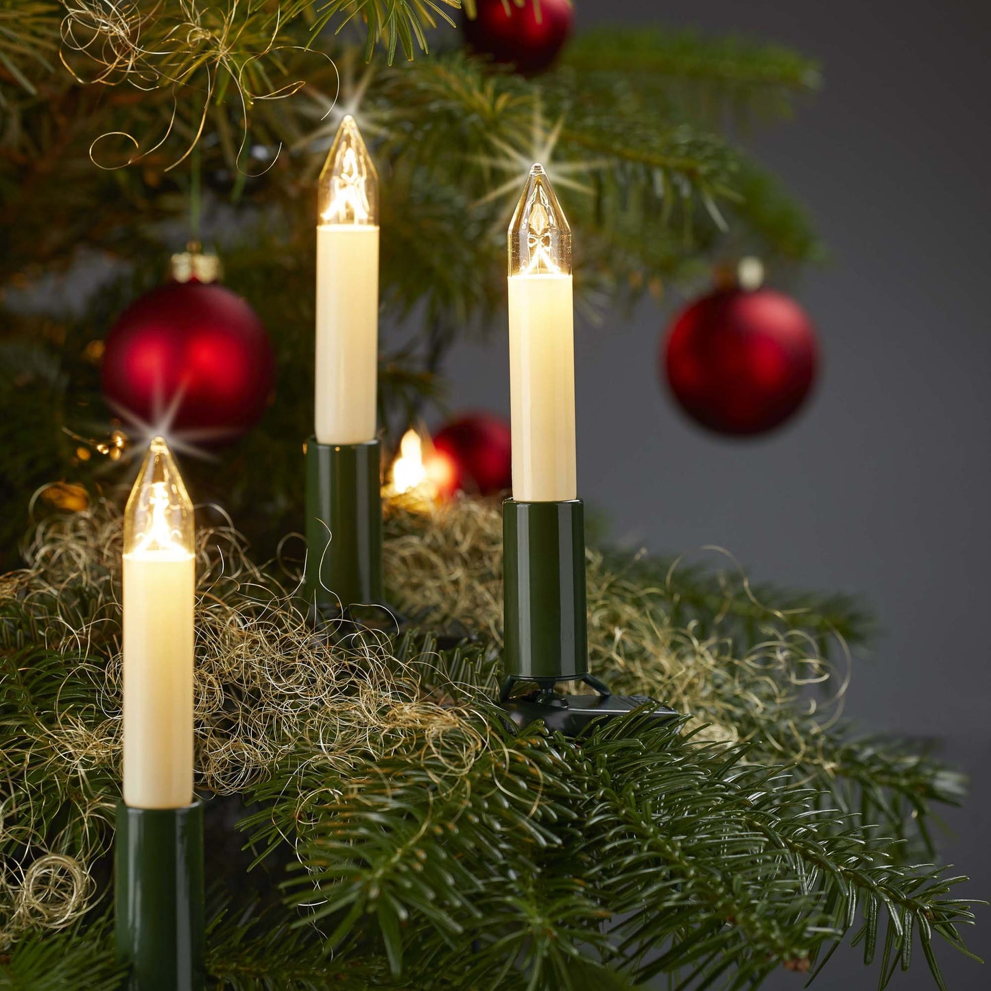 Schaftkerzen Lichterkette, 15 Kerzen, 60cm Abstand für innen