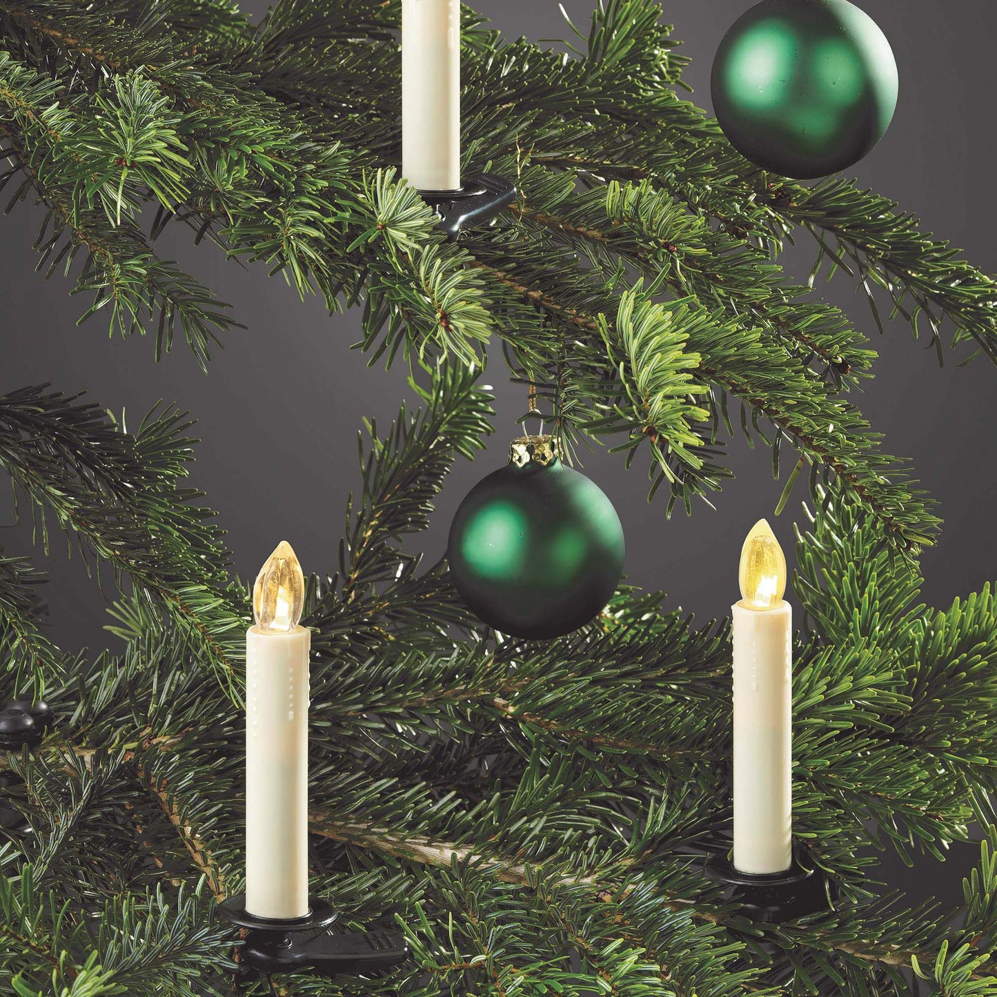 20-tlg. LED-Riffelkerzenkette, warm-weiße LEDs, für innen, mit EU-Stecker