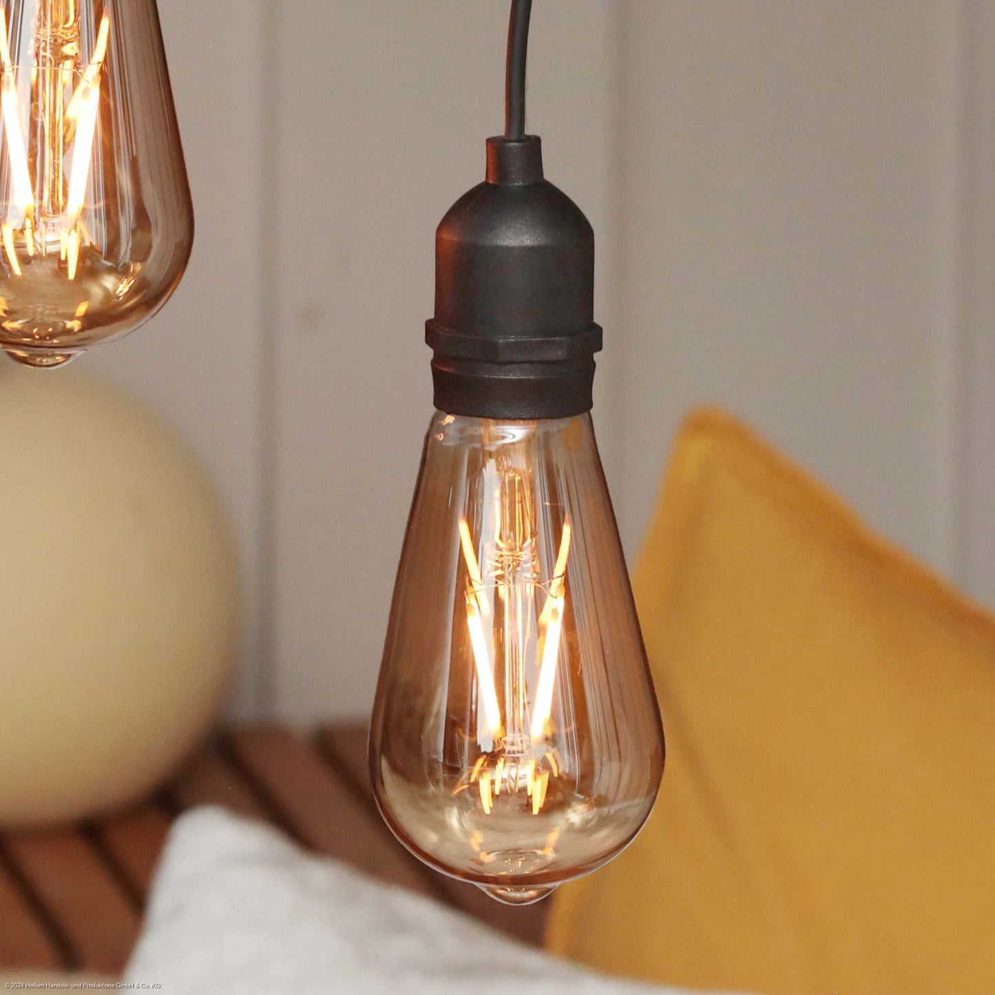 LED-Filament Vintage-Lampe,Ø6,4 * 13,8 cm, goldfarben, mit Fernbedienung und Timer, batteriebetrieben