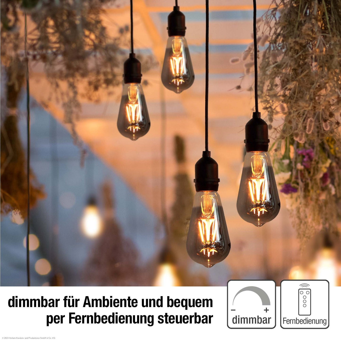 2er Set LED-Filament Vintage-Lampe,Ø6,4 * 13,8 cm, "Smokey", mit Fernbedienung und Timer, batteriebetrieben_2er Set aus 150421