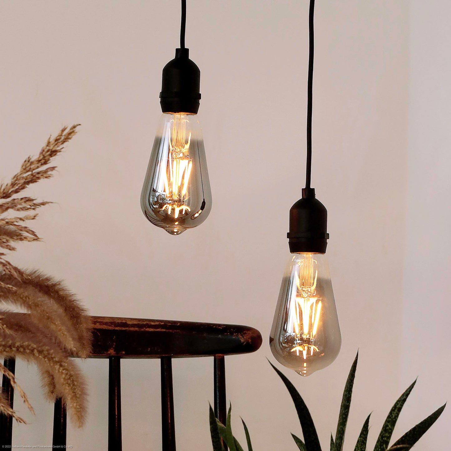 2er Set LED-Filament Vintage-Lampe,Ø6,4 * 13,8 cm, "Smokey", mit Fernbedienung und Timer, batteriebetrieben_2er Set aus 150421