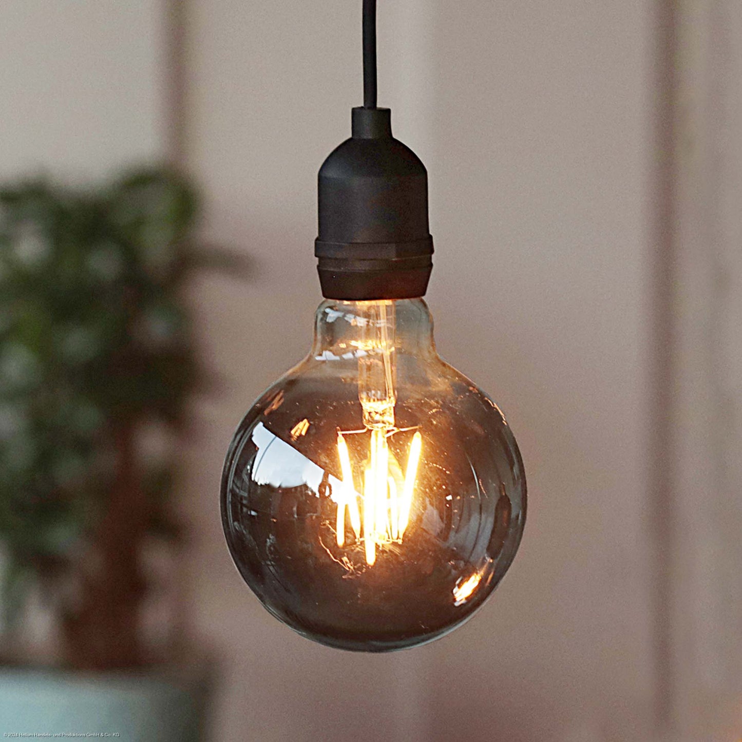 LED-Filament Vintage-Lampe,Ø9,5 * 13,7 cm, "Smokey", mit Fernbedienung und Timer, batteriebetrieben