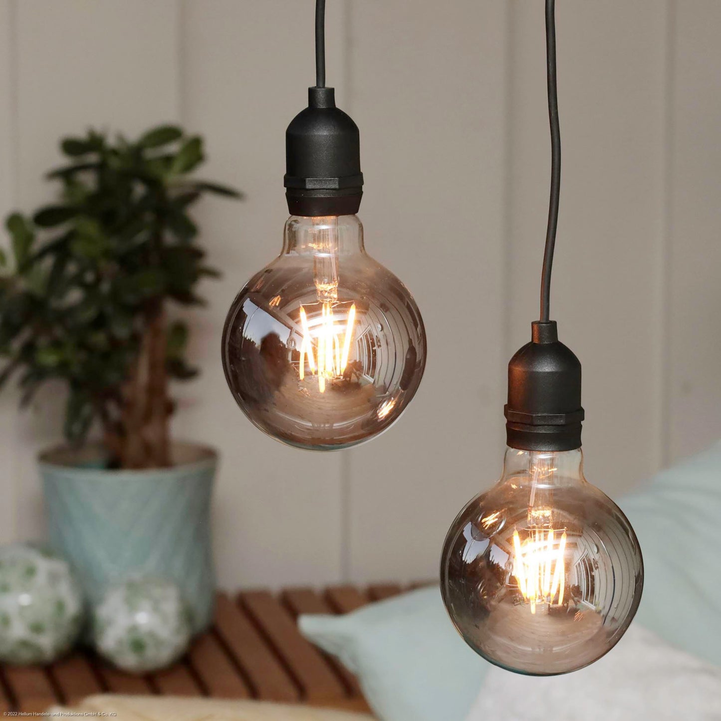LED-Filament Vintage-Lampe,Ø9,5 * 13,7 cm, "Smokey", mit Fernbedienung und Timer, batteriebetrieben