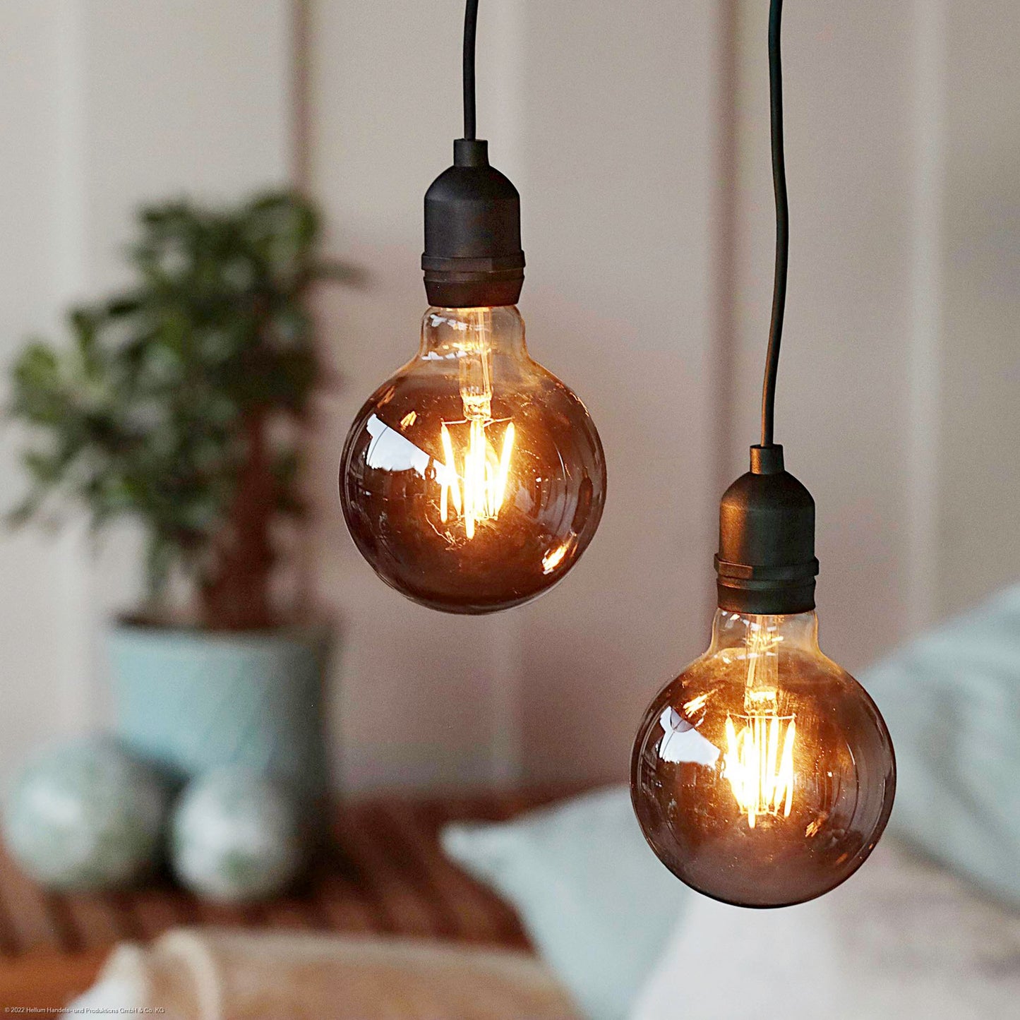 LED-Filament Vintage-Lampe,Ø9,5 * 13,7 cm, "Smokey", mit Fernbedienung und Timer, batteriebetrieben