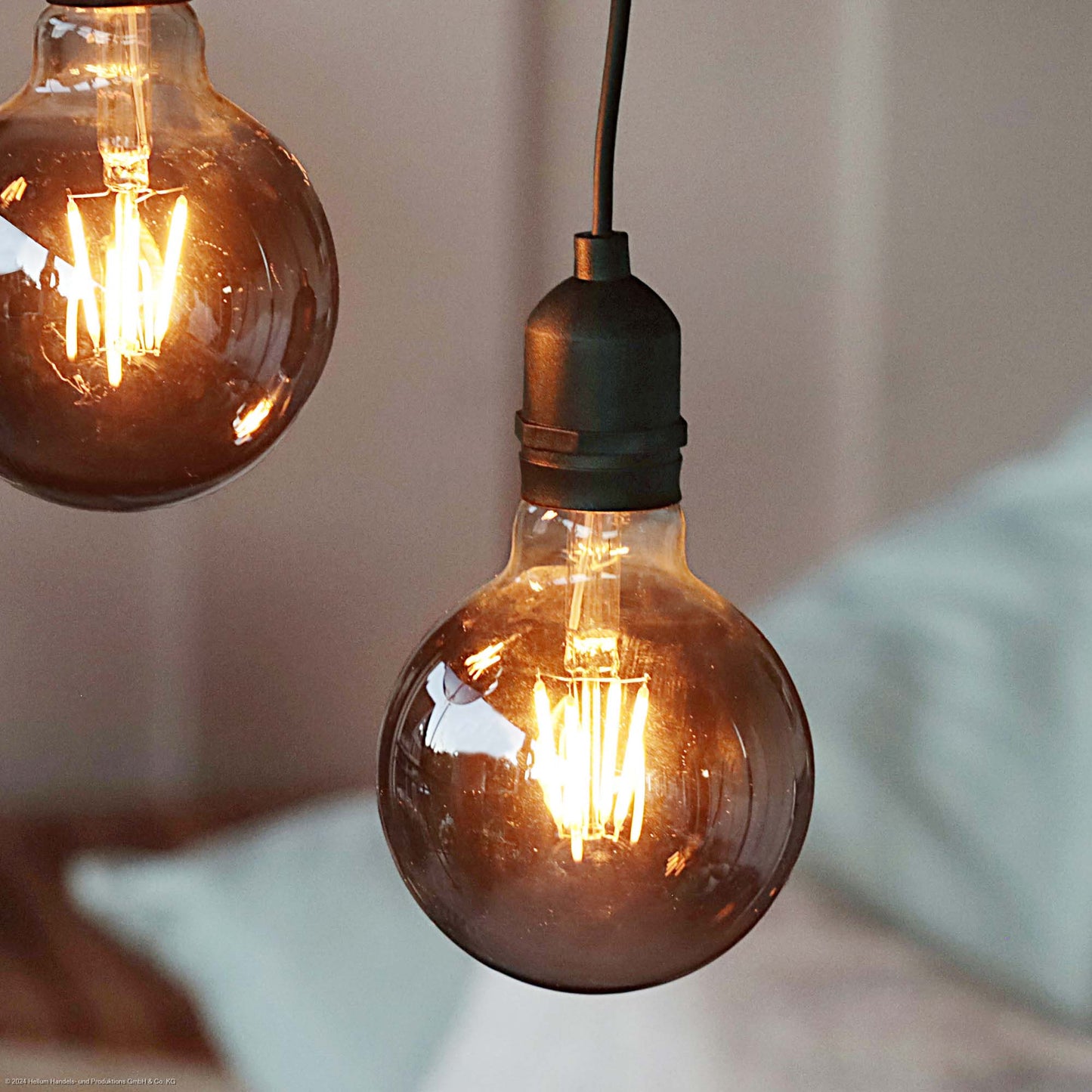LED-Filament Vintage-Lampe,Ø9,5 * 13,7 cm, "Smokey", mit Fernbedienung und Timer, batteriebetrieben