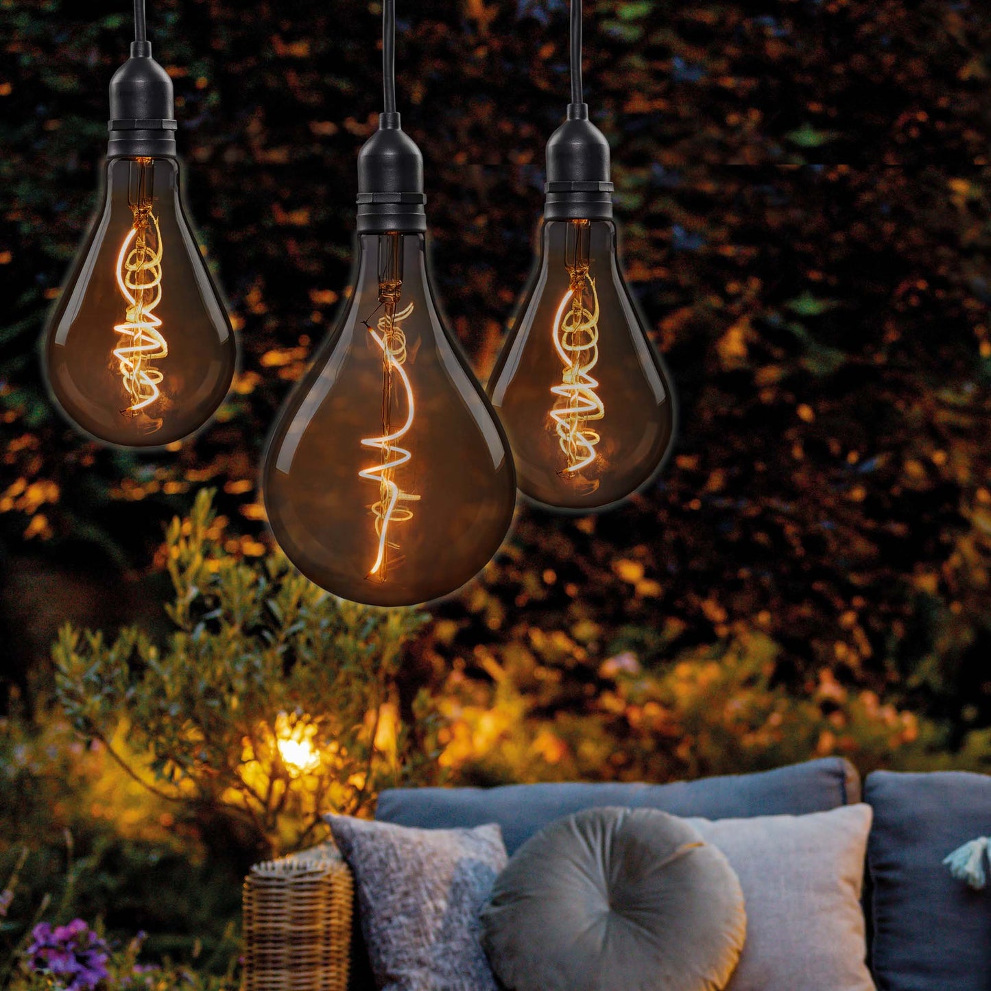 LED-Filament Vintage-Lampe,Ø10 * 20 cm, "Smokey", mit Fernbedienung und Timer, batteriebetrieben