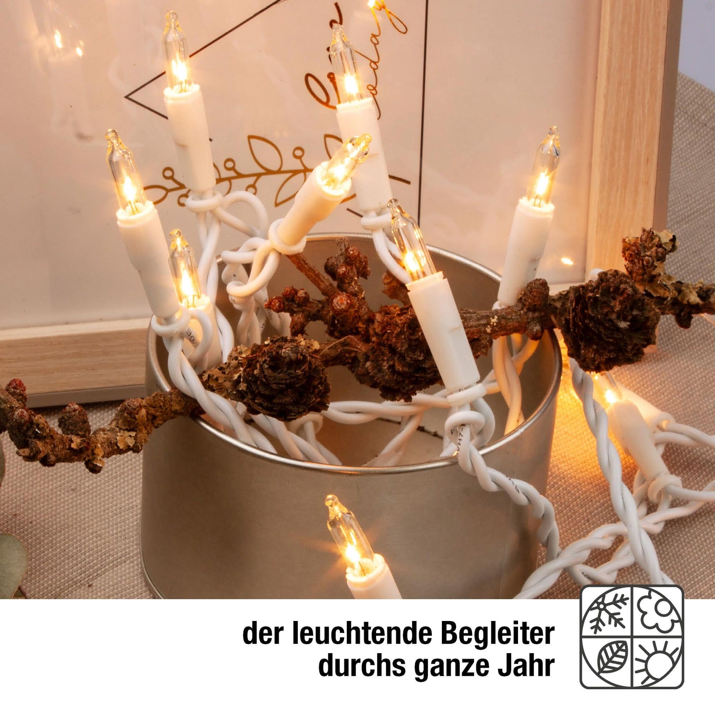 10-tlg. Minikette, weiß/klar, mit Schalter, Euro-Stecker, für innen