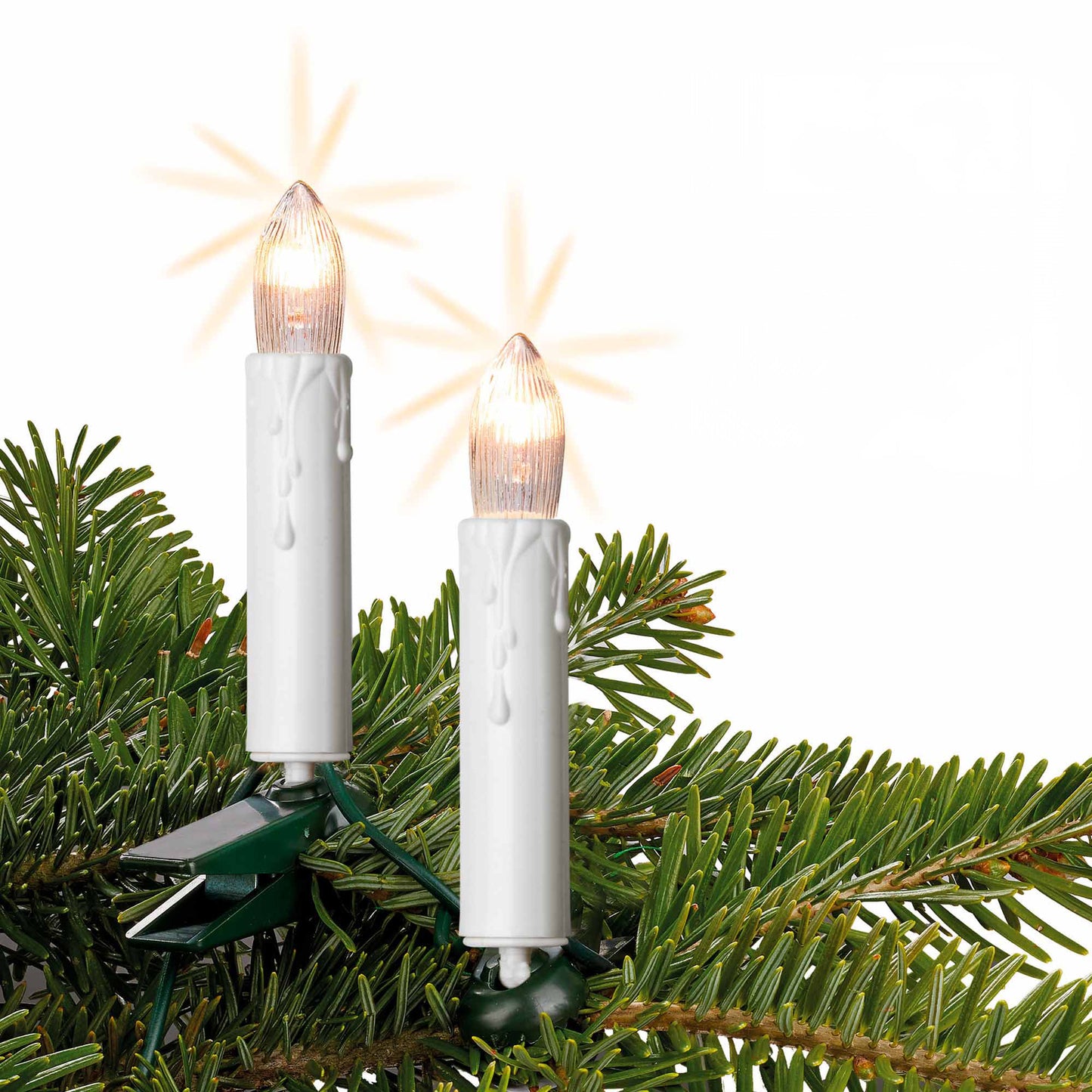 Hellum LED Lichterkette Weihnachtsbaum, 15 LED Kerzen, 9,8m, Innen, mit Stecker & Clip-Befestigung, stromsparend