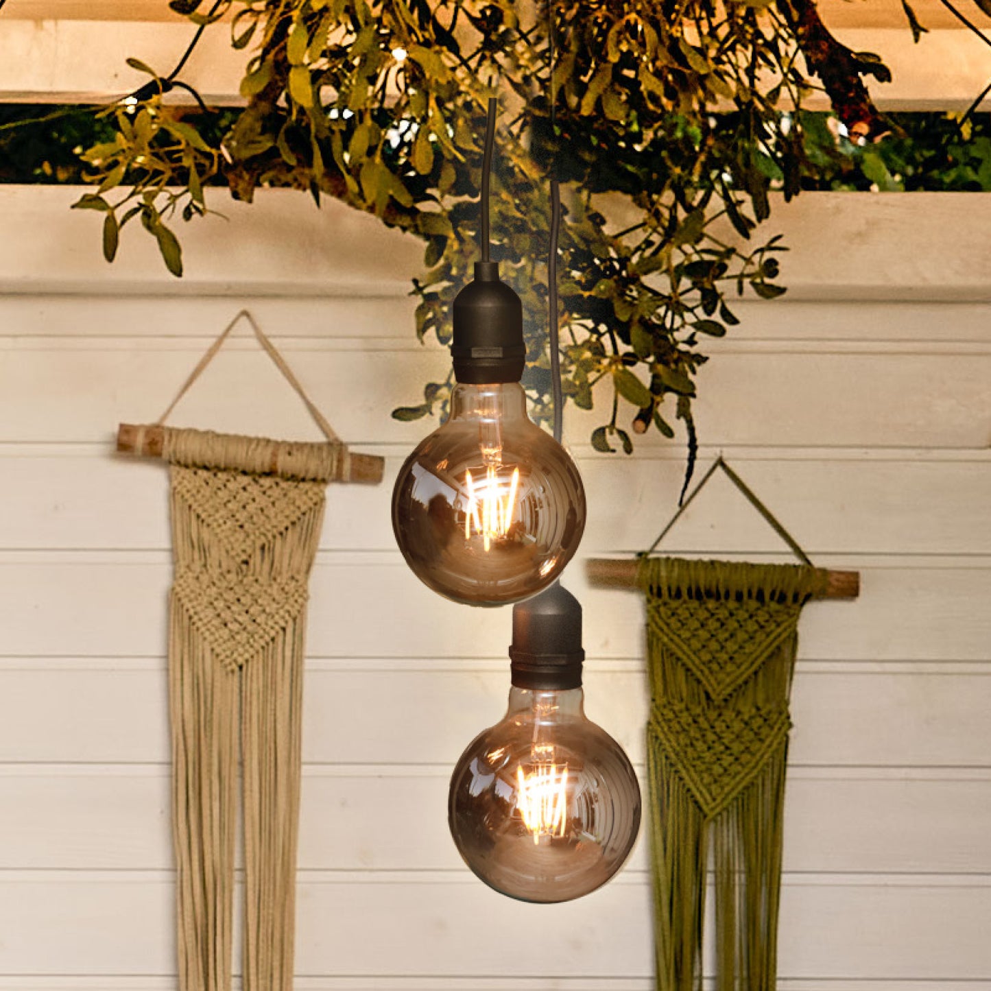 2er Set LED-Filament Vintage-Lampe,Ø9,5x13,7 cm, G95 "Smokey", mit Fernbedienung und Timer, batteriebetrieben_2er Set 150438