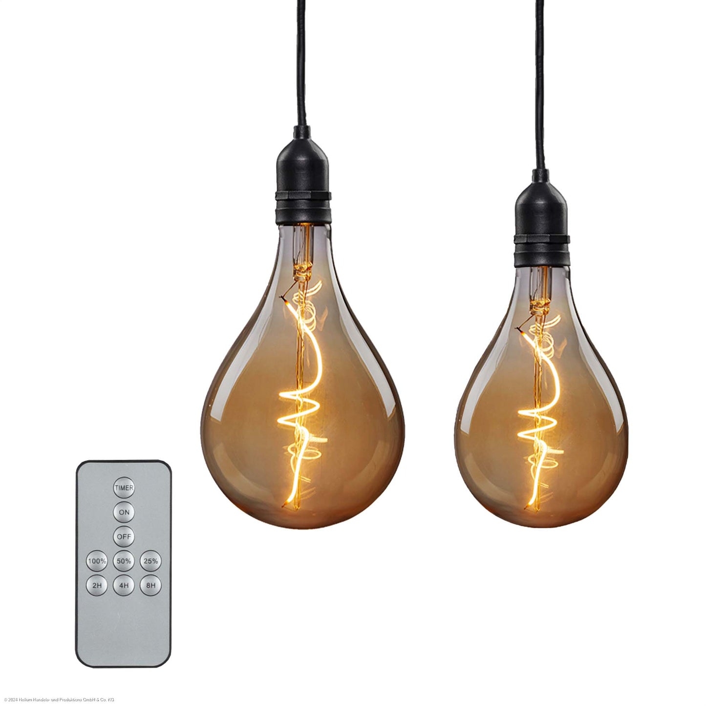 2er Set LED Vintage-Hängelampe, "Smokey", für außen aus 150445+150452, batteriebetrieben