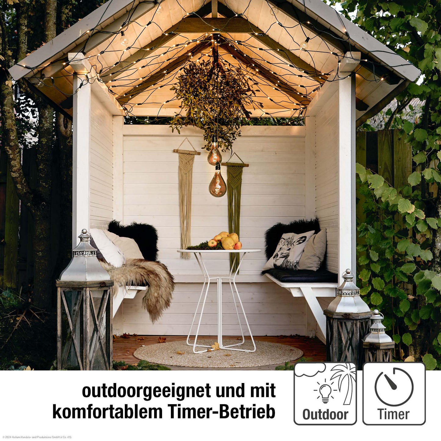 2er Set LED Vintage-Hängelampe, "Smokey", für außen aus 150445+150452, batteriebetrieben