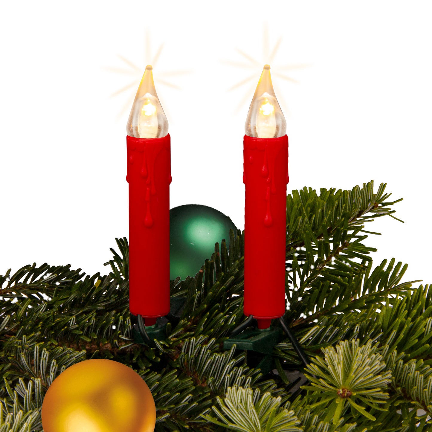 30-tlg. rot LED-Riffelkerzenkette, warm-weiße LEDs, für innen, mit EU-Stecker 560282 In red with 30L