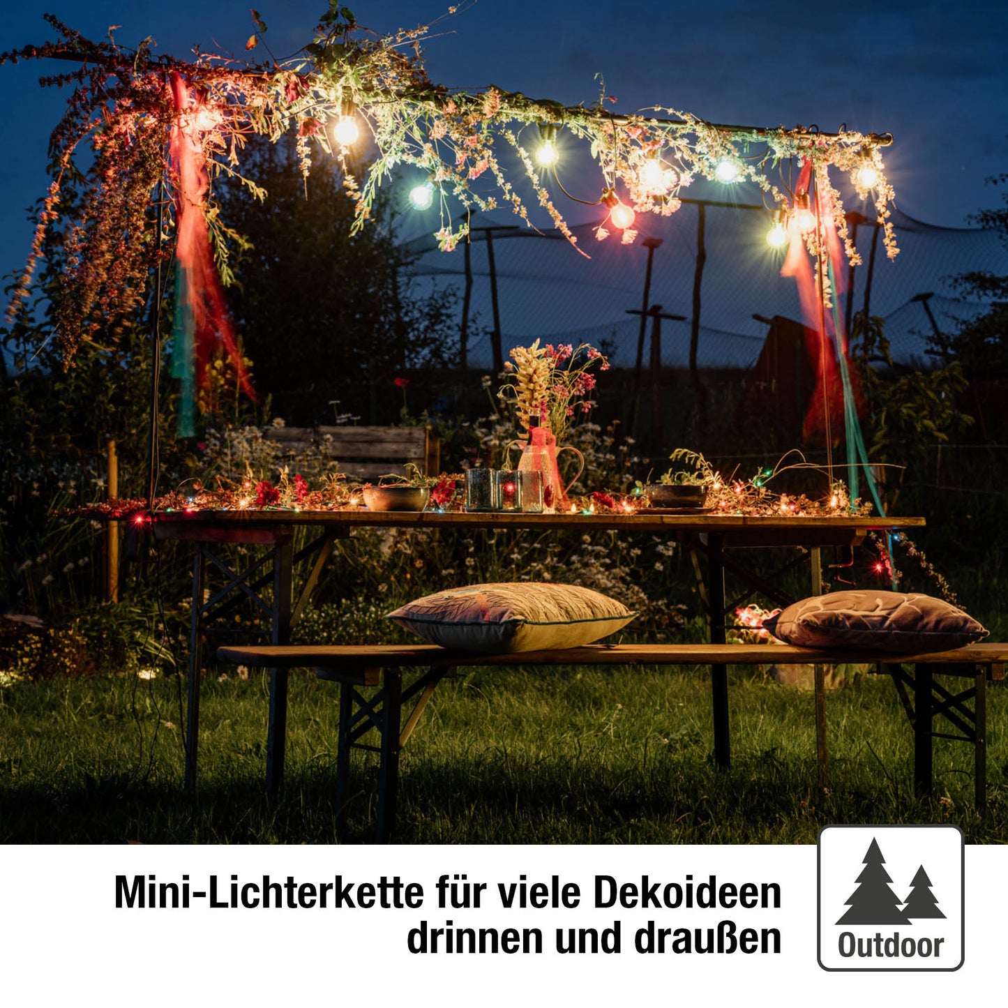 40-tlg. LED-Lichterkette, blau, Außen-Trafo