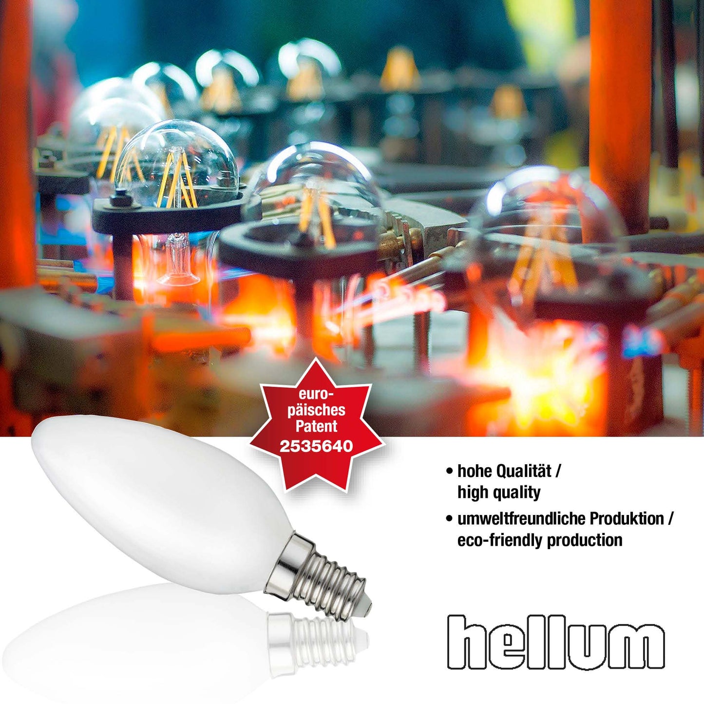 Hellum LED-Filament Glühbirne, E14, 2,5W, 250 Lumen, C35, 2700 Kelvin, warmweiß, matte Kerzenlampe 1 Stück 207200