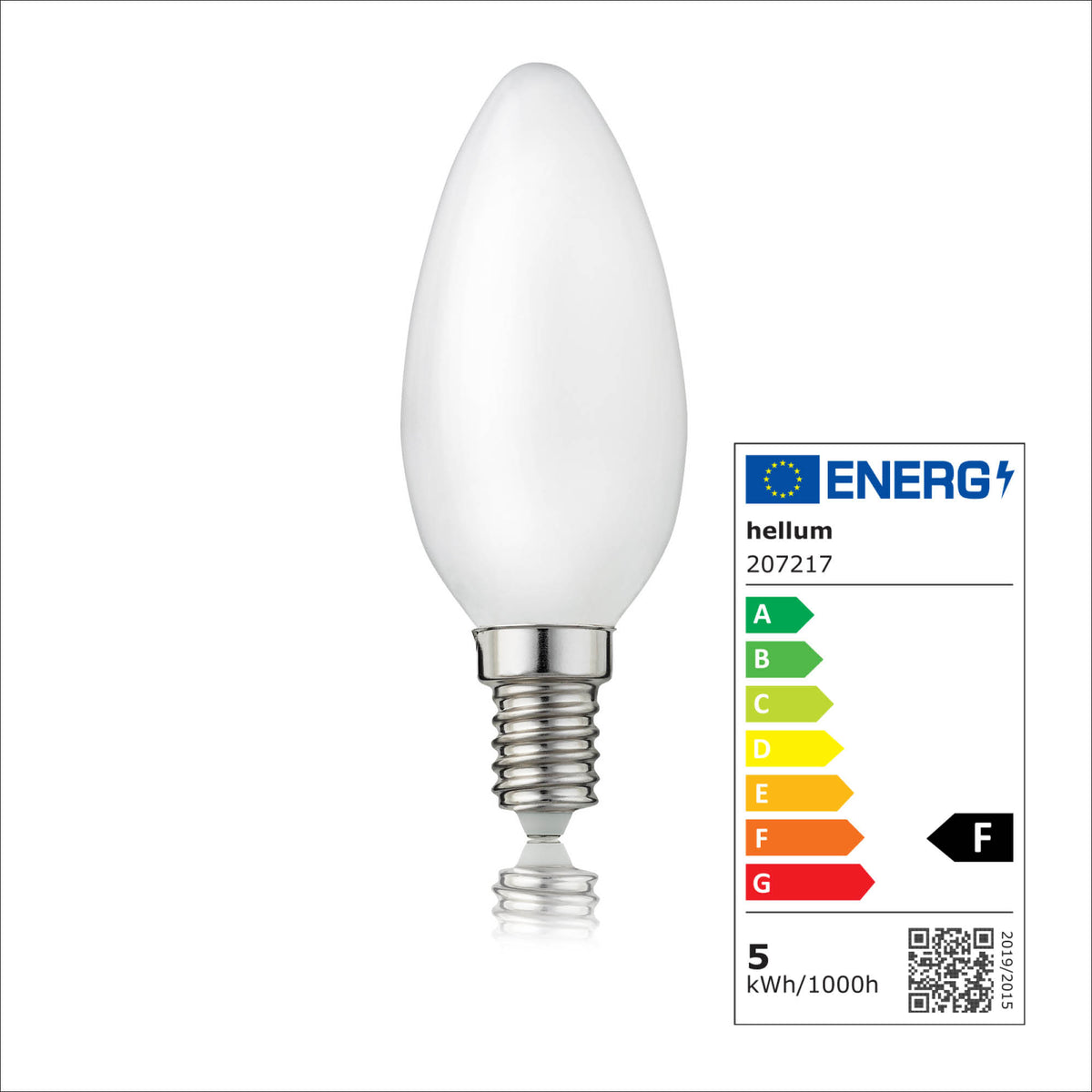 LED Kerzenbirne E14, warmweiß, 4,5W 470 Lumen, matt, EPREL ID 1354056