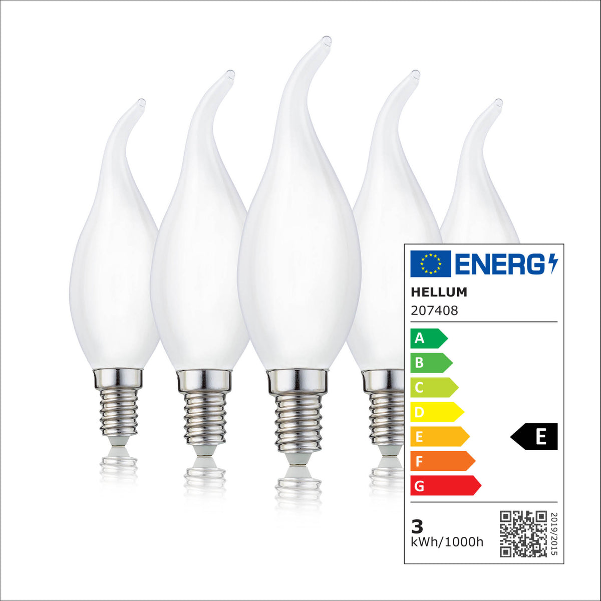 LED Kerzenlampe Windstoß E14, 5er Set warmweiß, 2,2W 250 Lumen, matt, EPREL ID 2181335