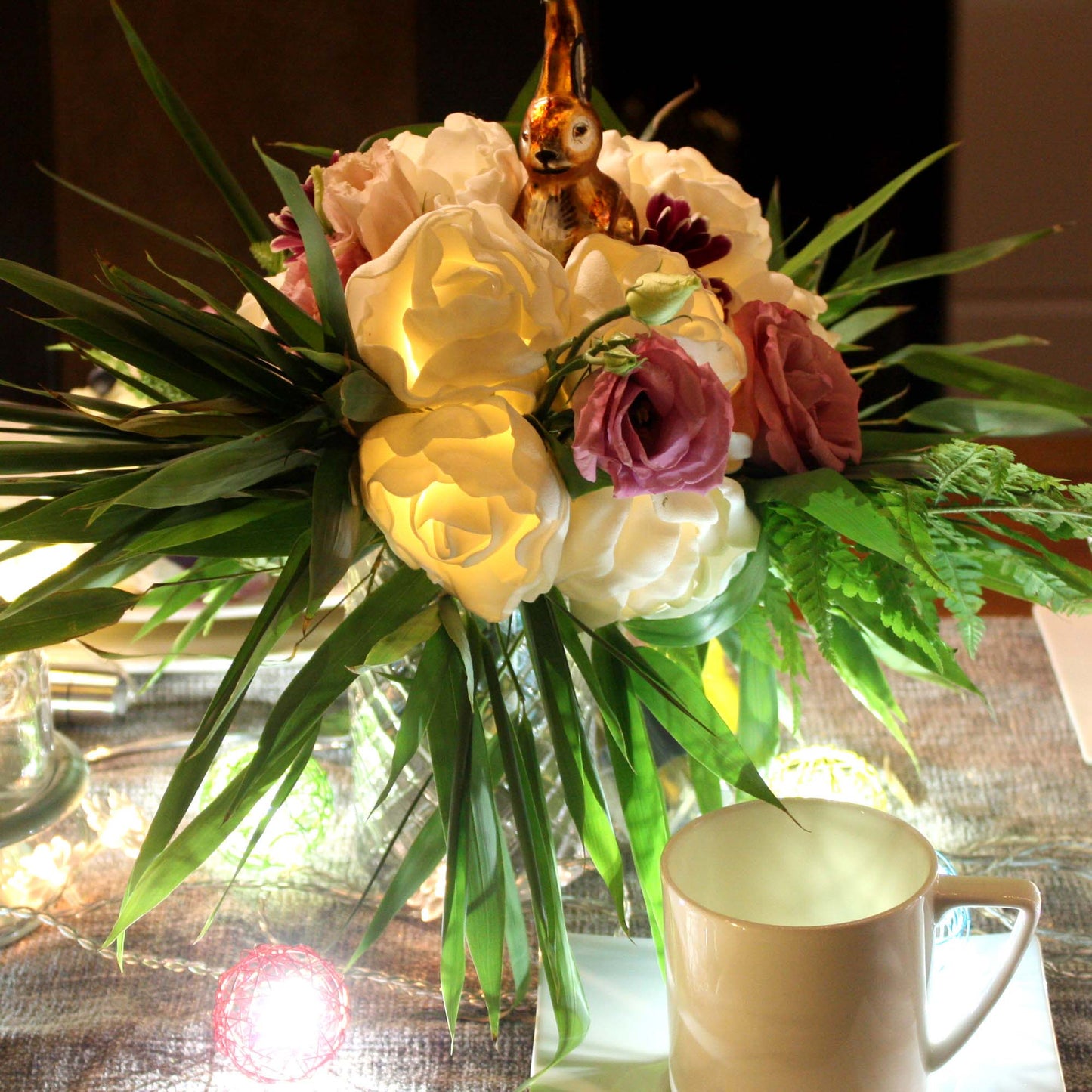LED-Rosenbouquet, 10 LEDs, ww, batteriebetrieben