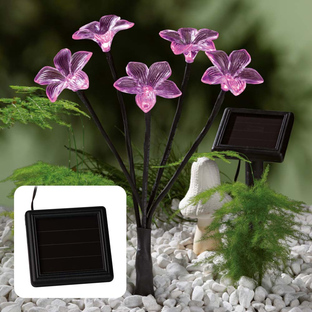 LED solar Blumen mit 5 LED, Solarlampen für außen, LED Blume solar mit Erdspieß