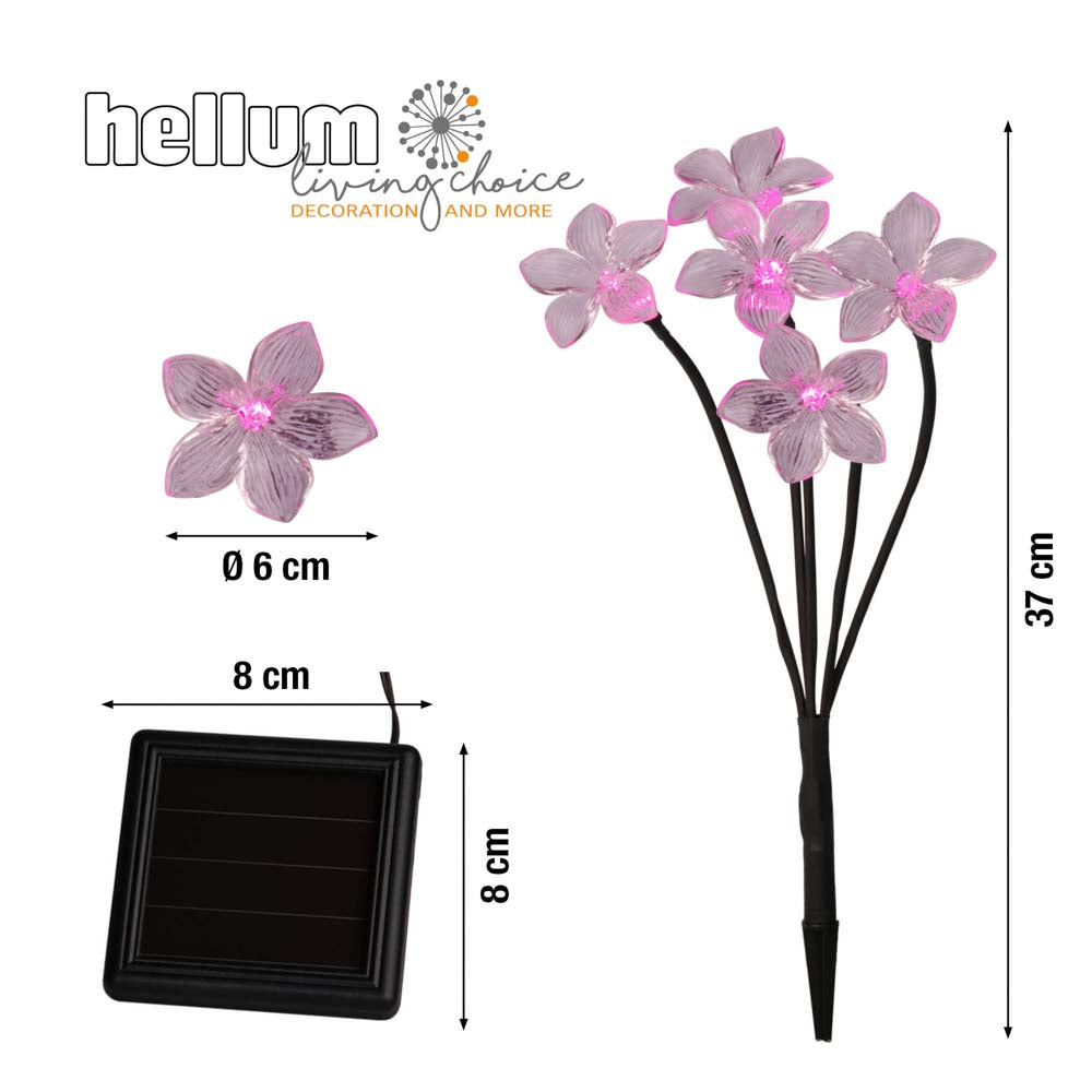 LED solar Blumen mit 5 LED, Solarlampen für außen, LED Blume solar mit Erdspieß