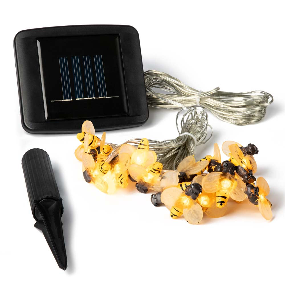 Solar Bienen Lichterkette, 20 LED, Lichterkette außen solar, 380 cm Lichtlänge