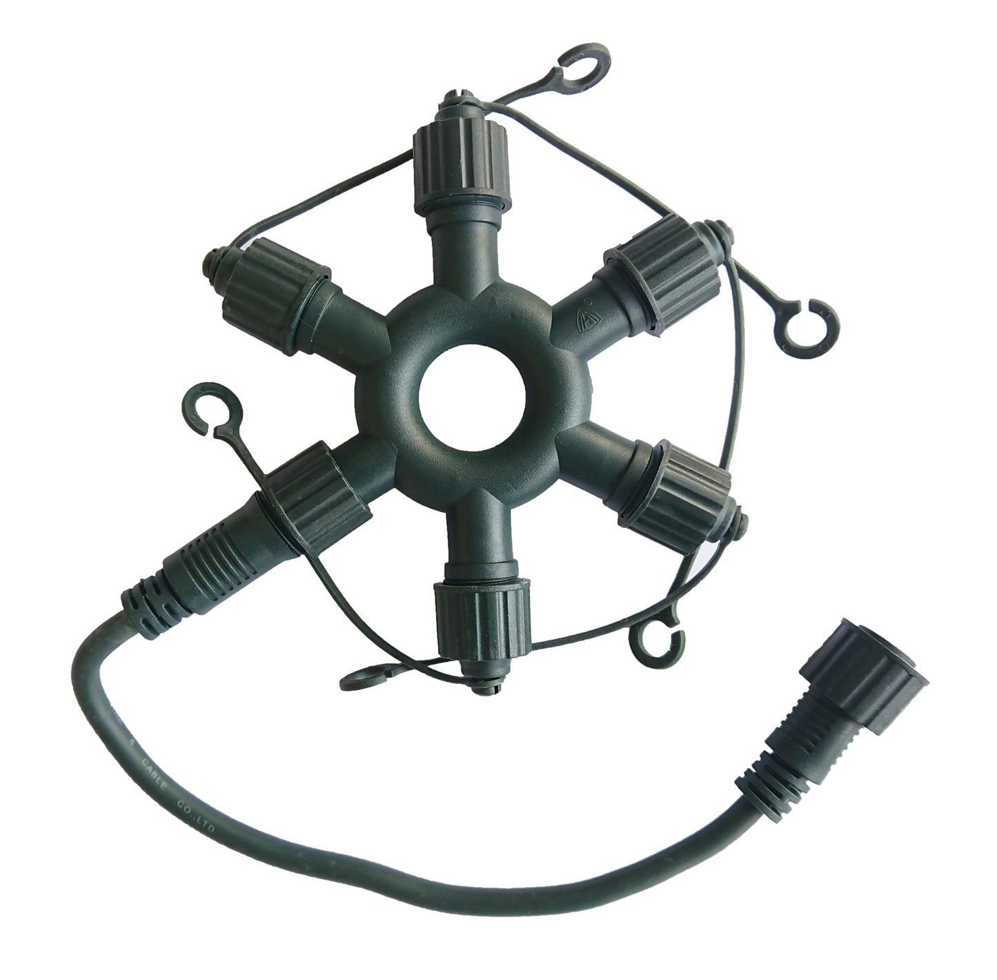 Ringverbinder mit 5 Ausgängen, grün, Zuleitung 12 cm