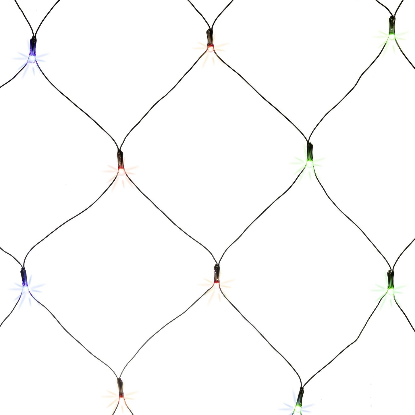 LED-Lichtnetz, 1,5*1,5m, 100 LEDs, umschaltbar von ww auf multicolor, Trafo, Outdoor