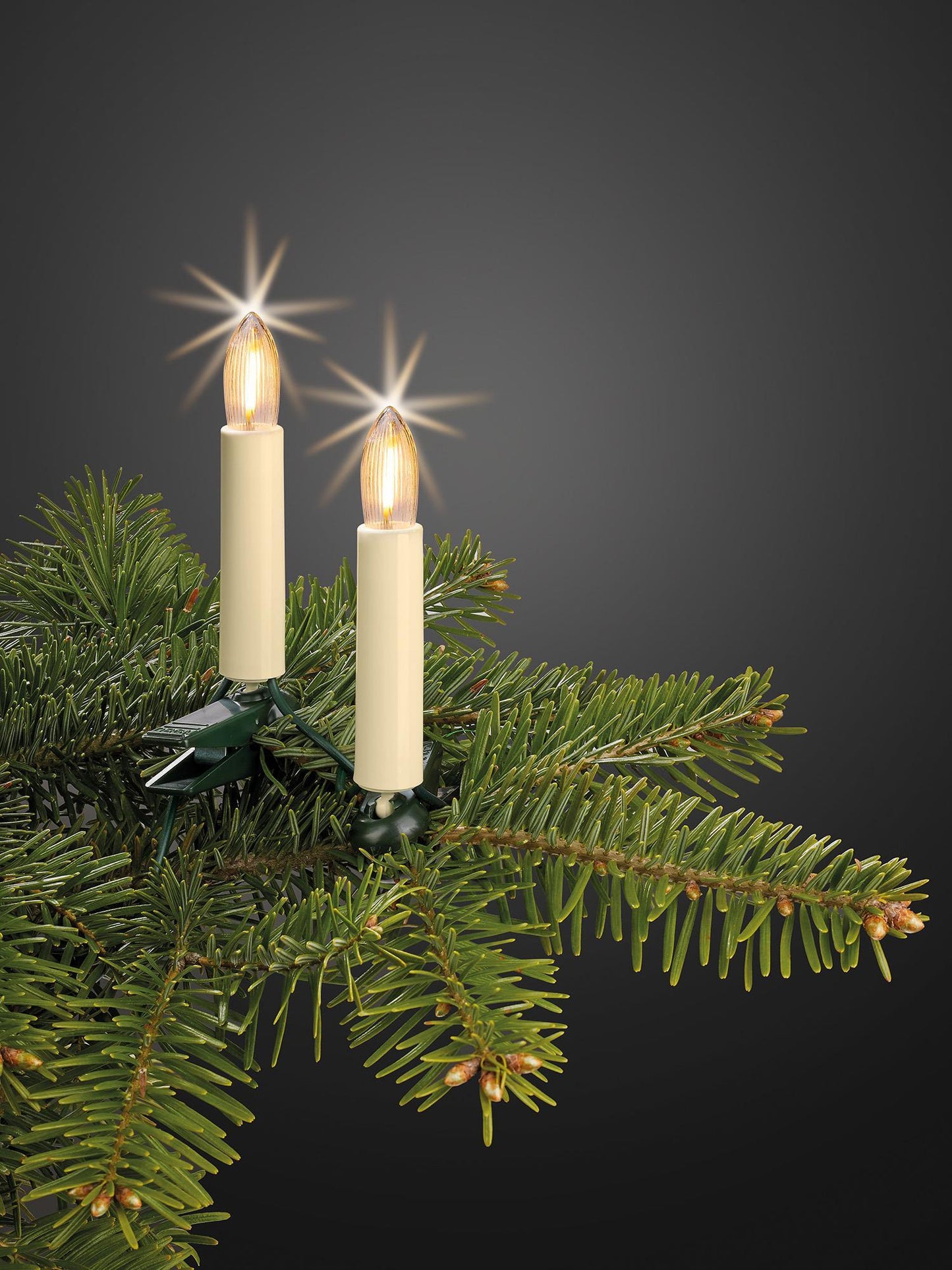 15-tlg. LED-Filament-Riffelkerzenkette, warm-weiß, für innen, teilbarer Stecker