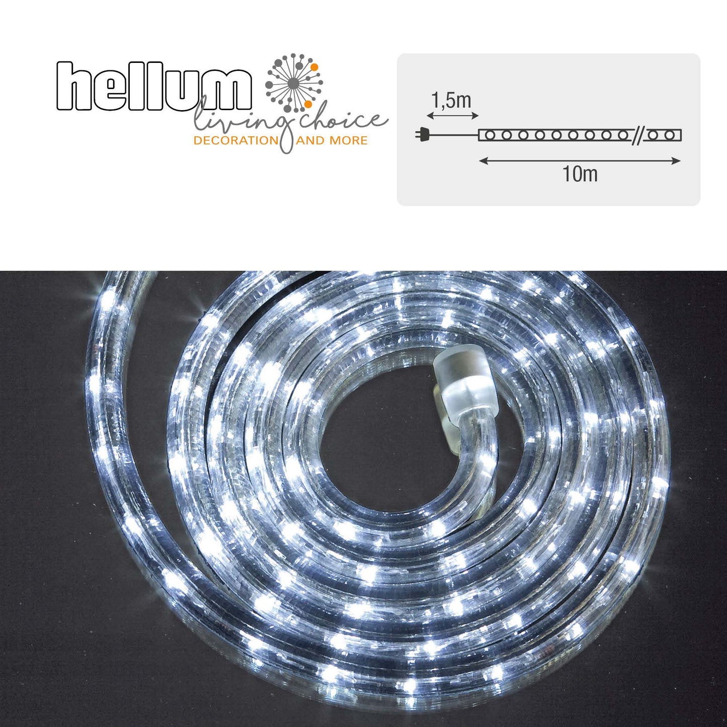 LED-Lichtschlauch, 10m, w 24 LEDs/m, 11mm Durchmesser