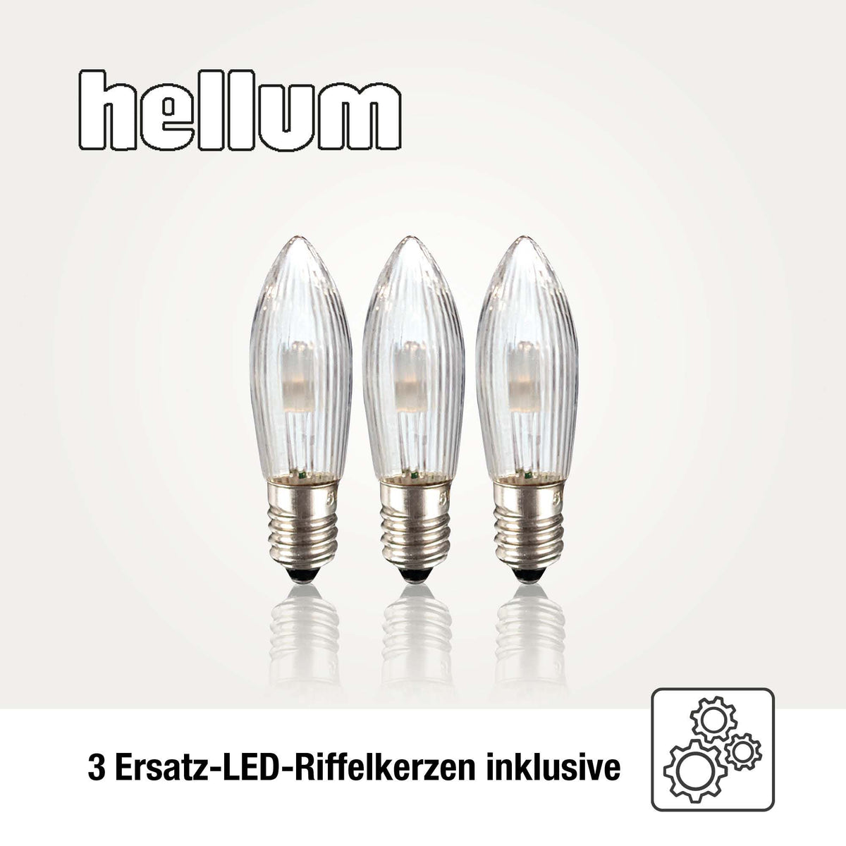 Lichterkette Weihnachtsbaum LED, innen 15 teilig, Made in Germany, Riffelkerzen, inkl. 3 Ersatzkerzen, elfenbein