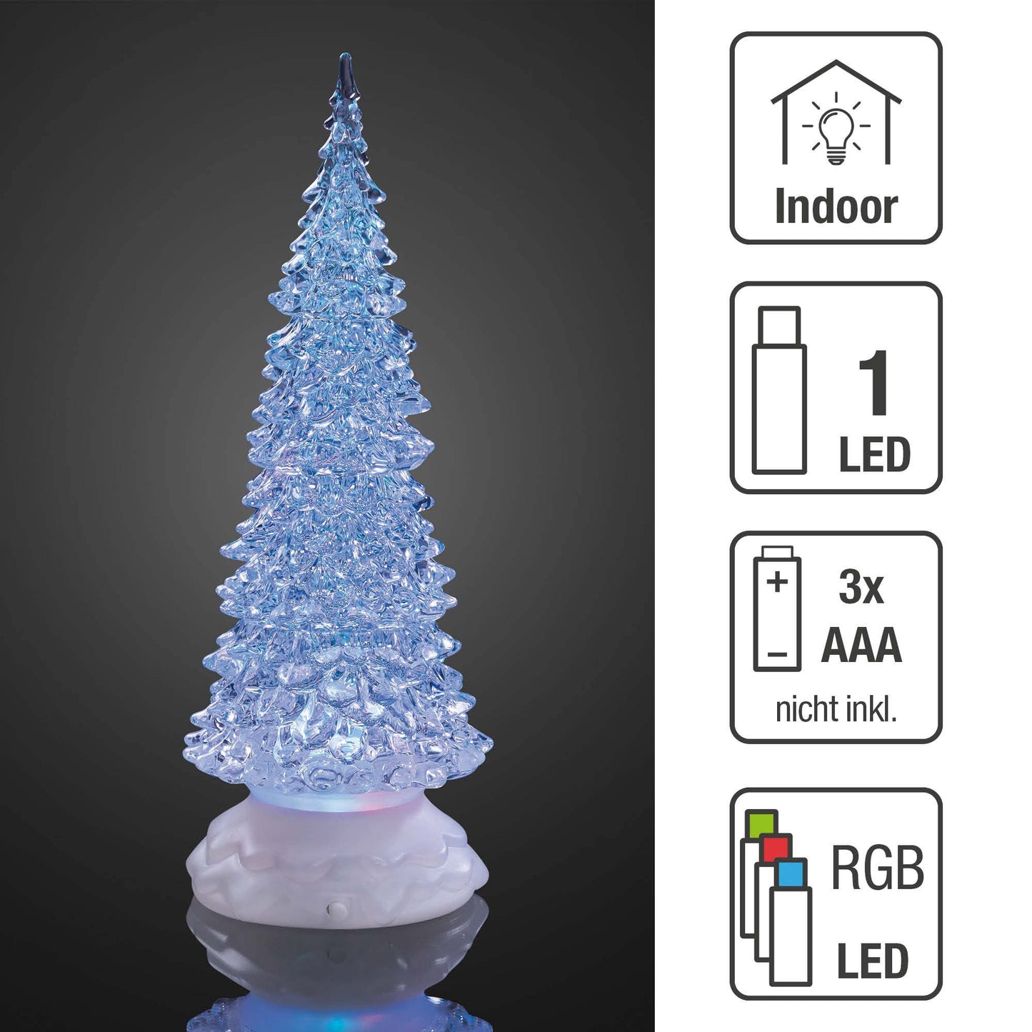 LED-Acryl-Tannenbaum, RGB, 25 cm hoch, batteriebetrieben