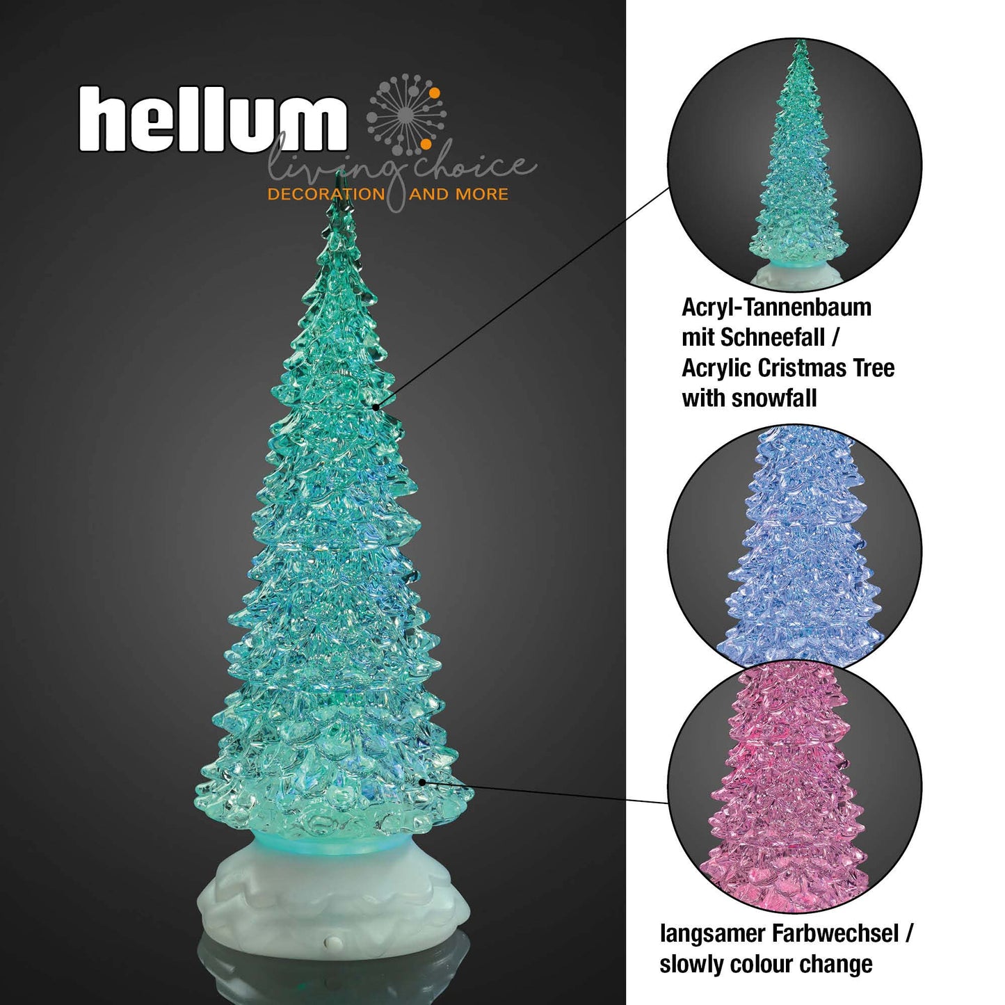 LED-Acryl-Tannenbaum, RGB, 25 cm hoch, batteriebetrieben