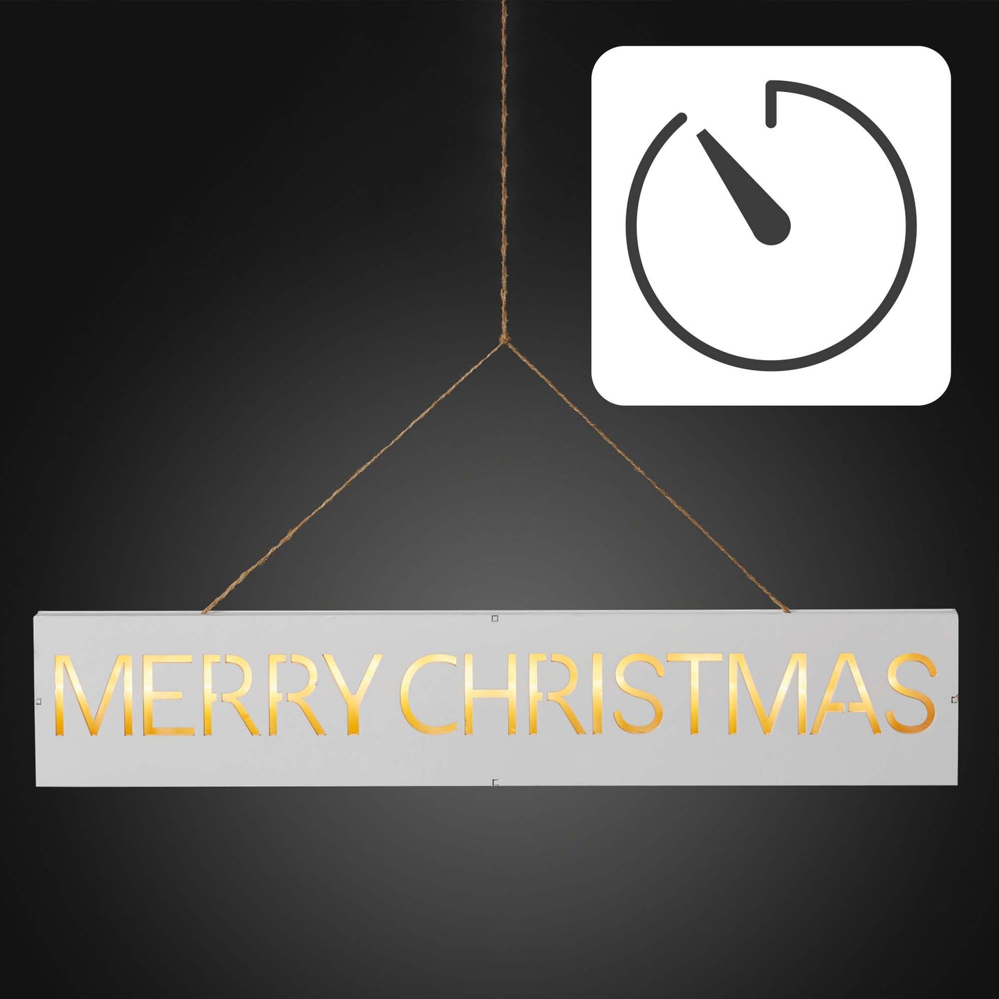 LED-Holzschild "Merry Christmas", 11 LEDs ww, batteriebetrieben
