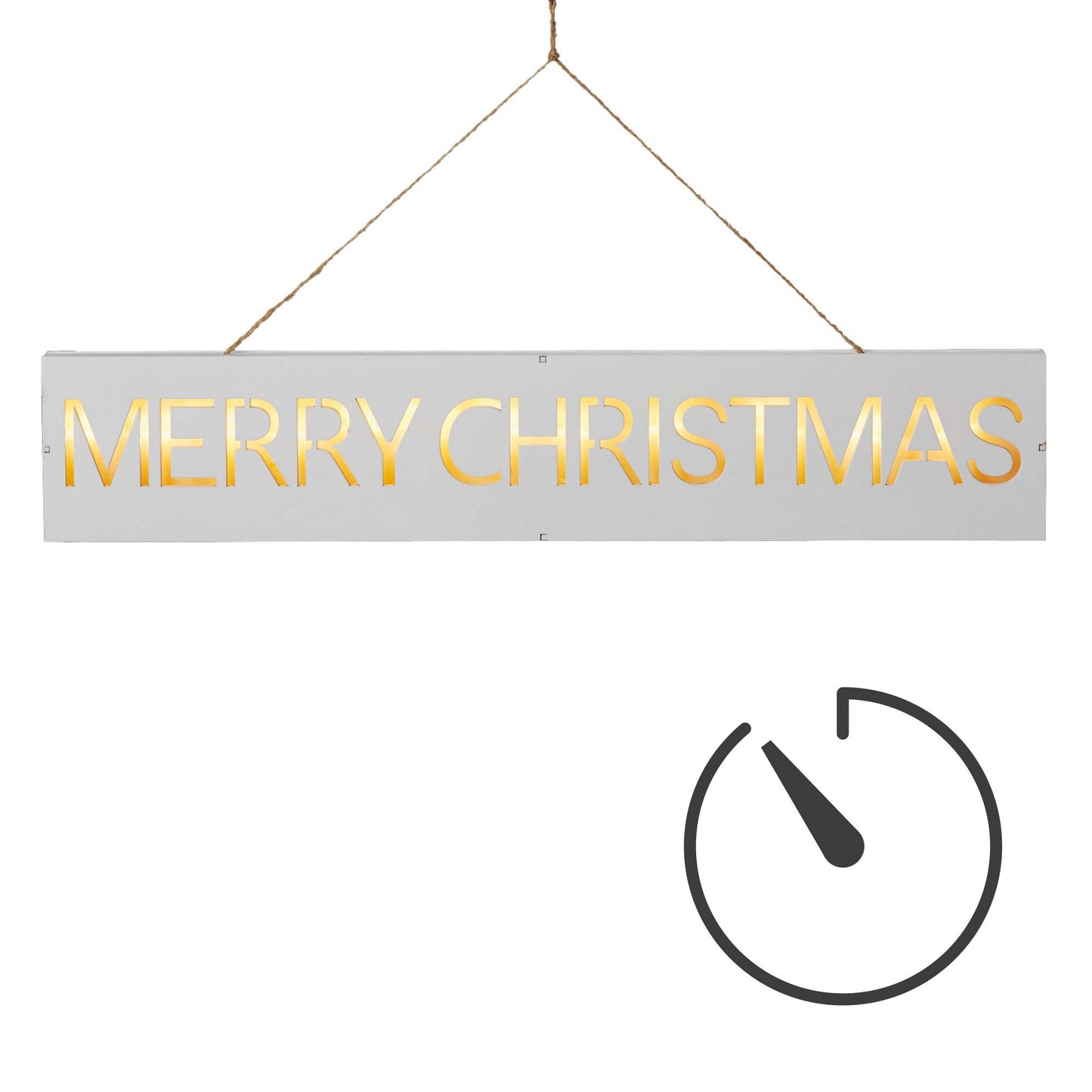LED-Holzschild "Merry Christmas", 11 LEDs ww, batteriebetrieben