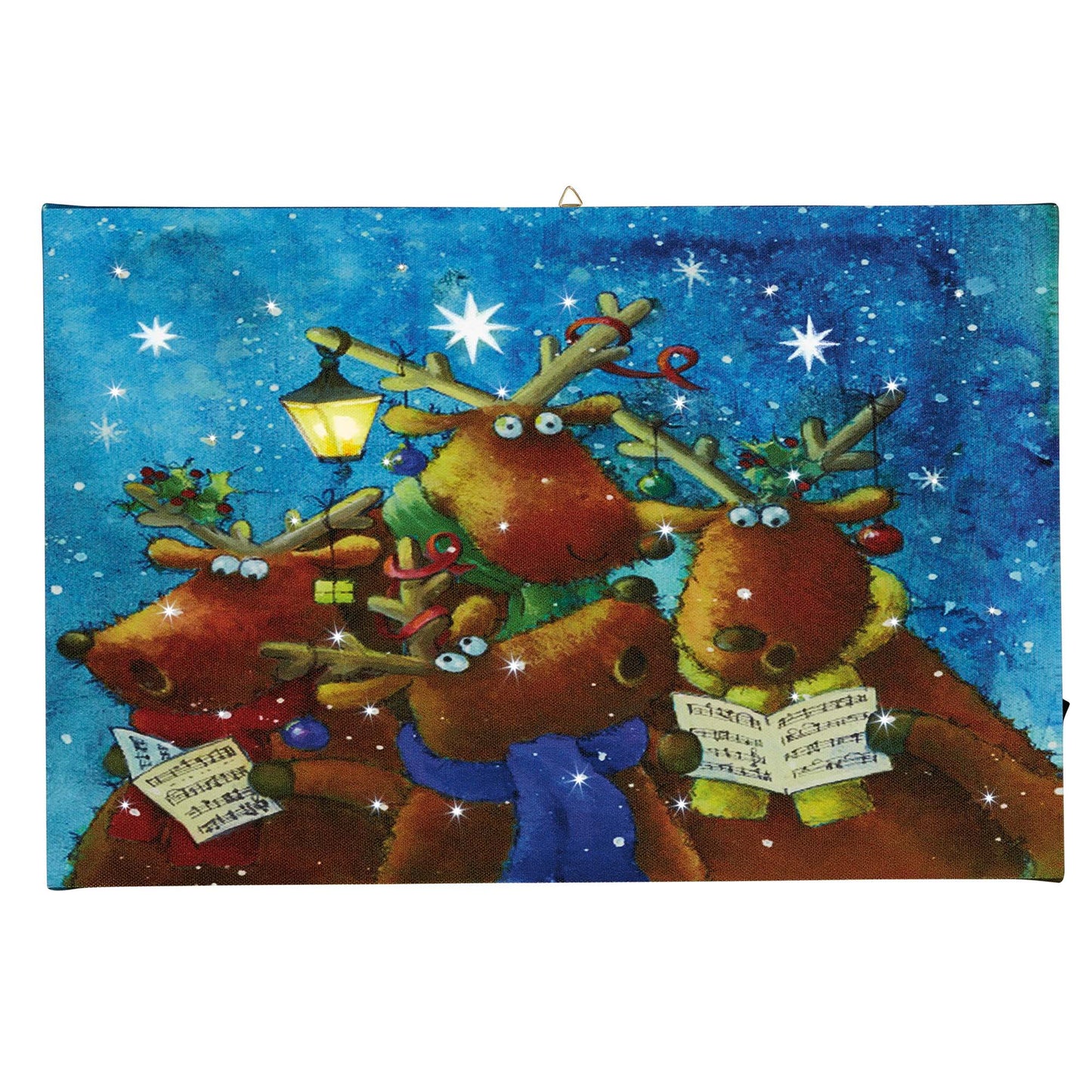 LED-Fiberoptikbild “ Singende Rentiere“, batteriebetrieben