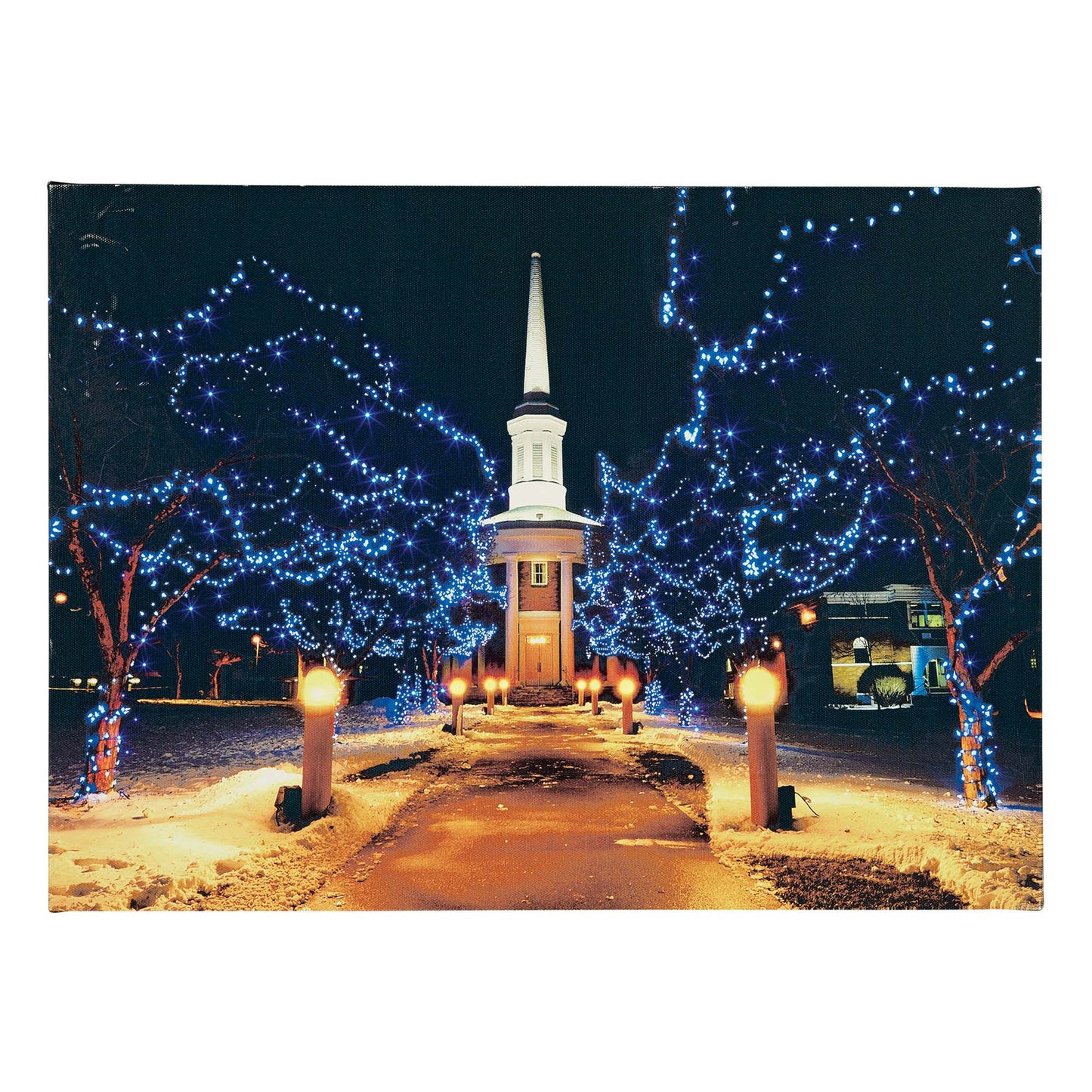 LED-Bild mit Fiberoptik, "Winterpark", mit Timer, batteriebetrieben