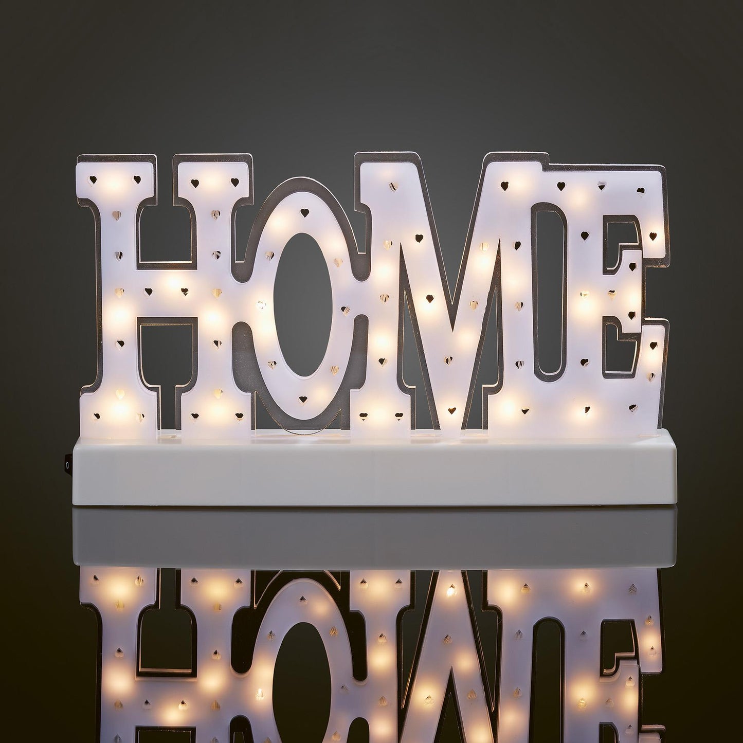 LED-Deko-Schrift „HOME“, weiß, 30 LEDs, batteriebetrieben