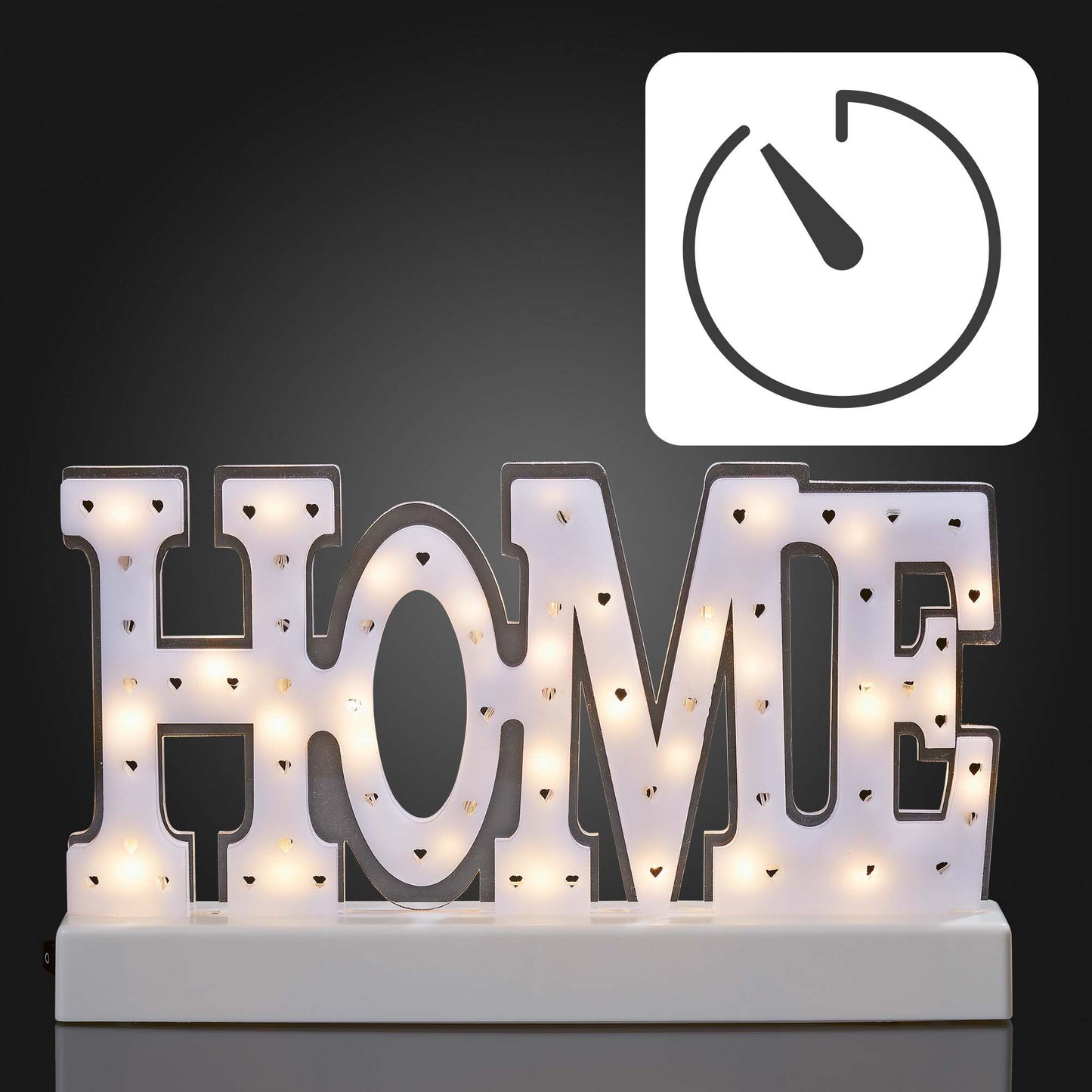 LED-Deko-Schrift „HOME“, weiß, 30 LEDs, batteriebetrieben