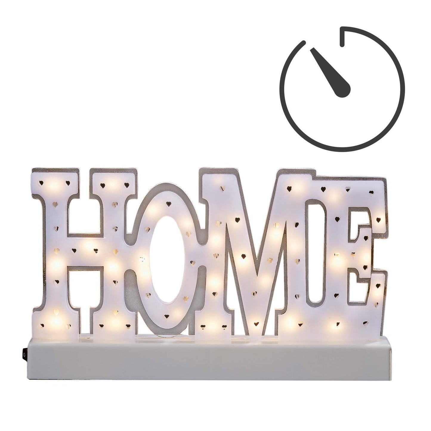 LED-Deko-Schrift „HOME“, weiß, 30 LEDs, batteriebetrieben