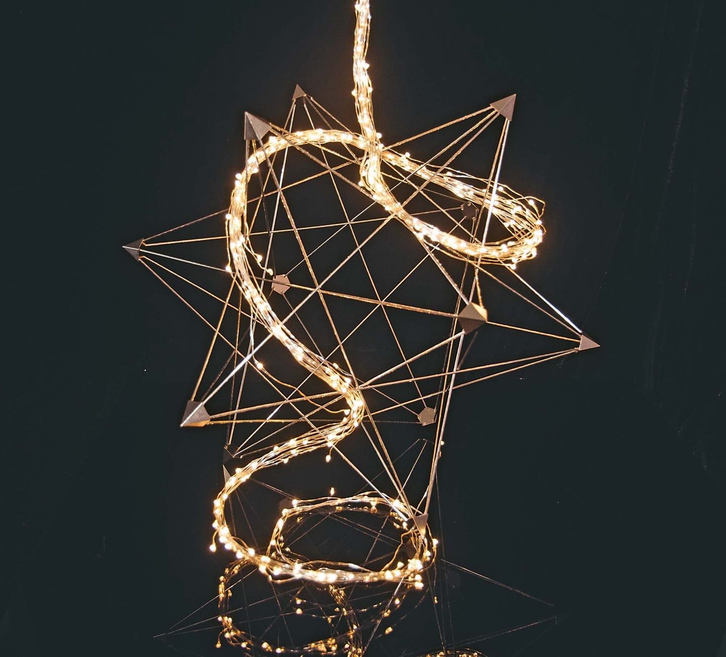 3 D Metall Stern, DIY DIA 44cm, mit LED-Lichterkette, 50 LEDs ww, mit Timer, batterienbetrieben