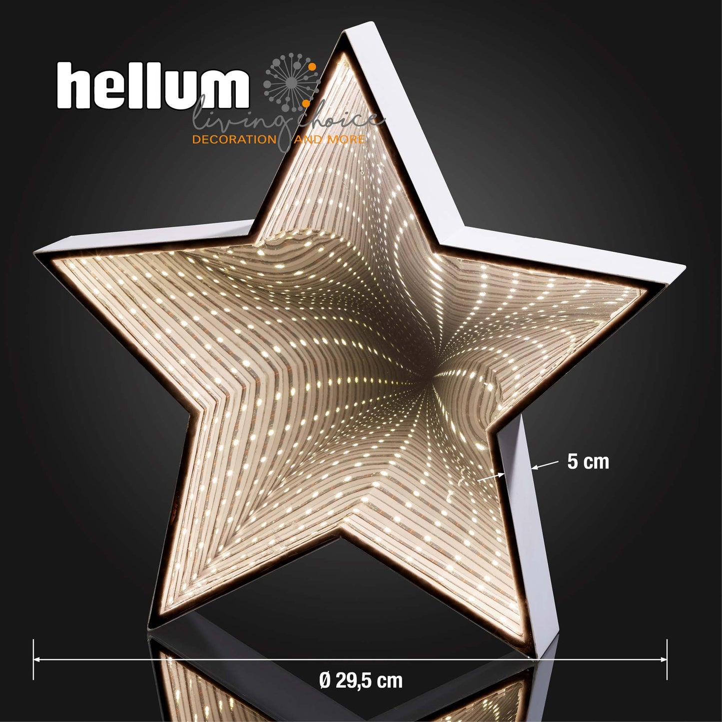 LED-3D Infinity-Stern, zum Hängen und Stellen, DIA 29,5cm, mit Timer,batteriebetrieben