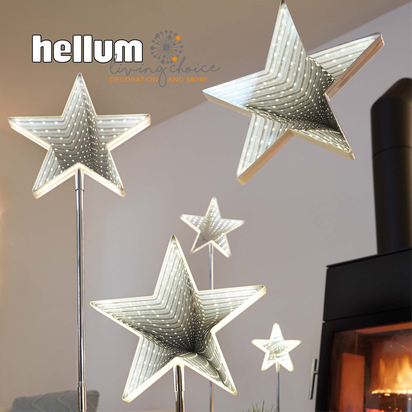 LED-3D Infinity-Stern, zum Hängen und Stellen, DIA 29,5cm, mit Timer,batteriebetrieben