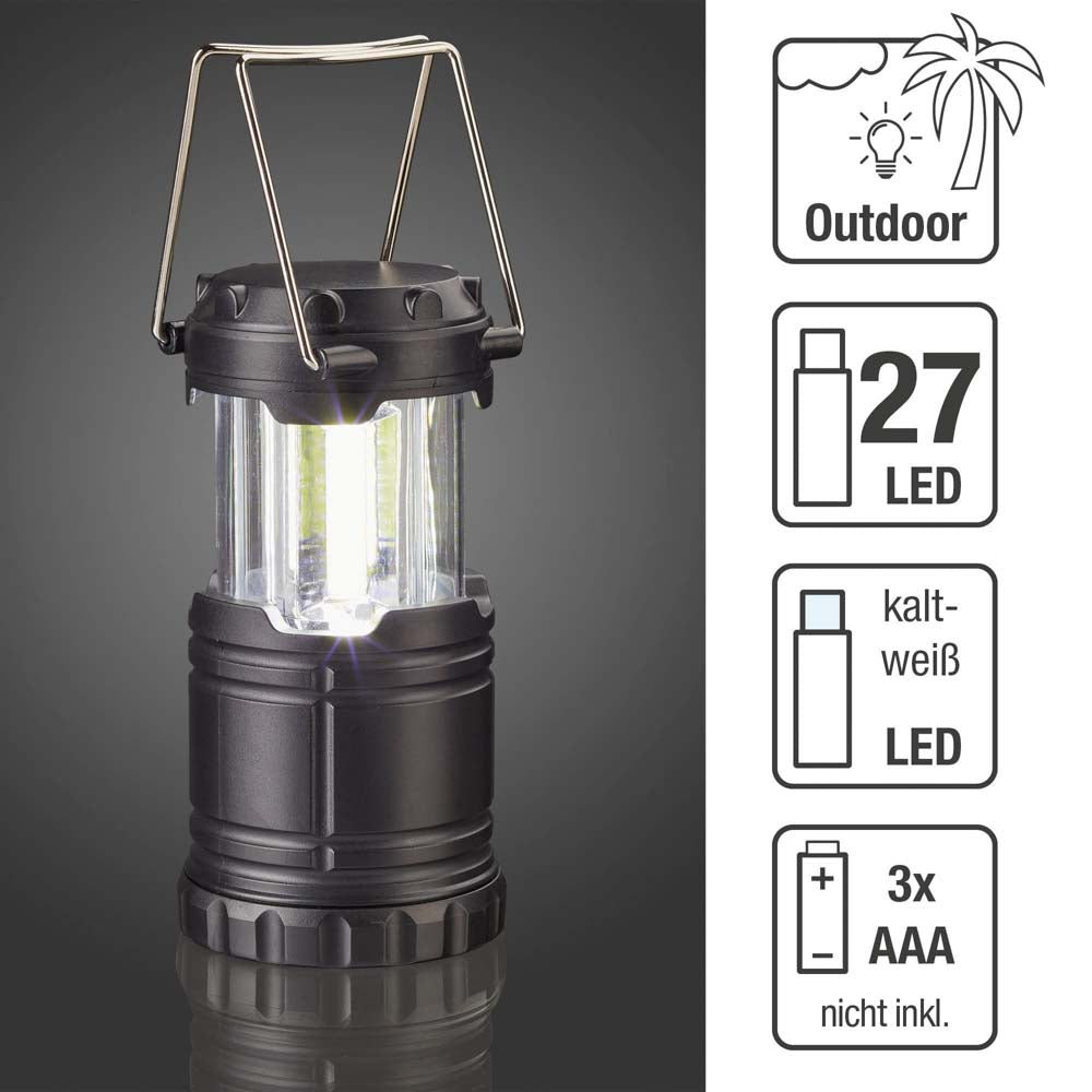 LED-Camping Laterne, "Super Bright"! 27 kaltweiße LEDs, batteriebetrieben