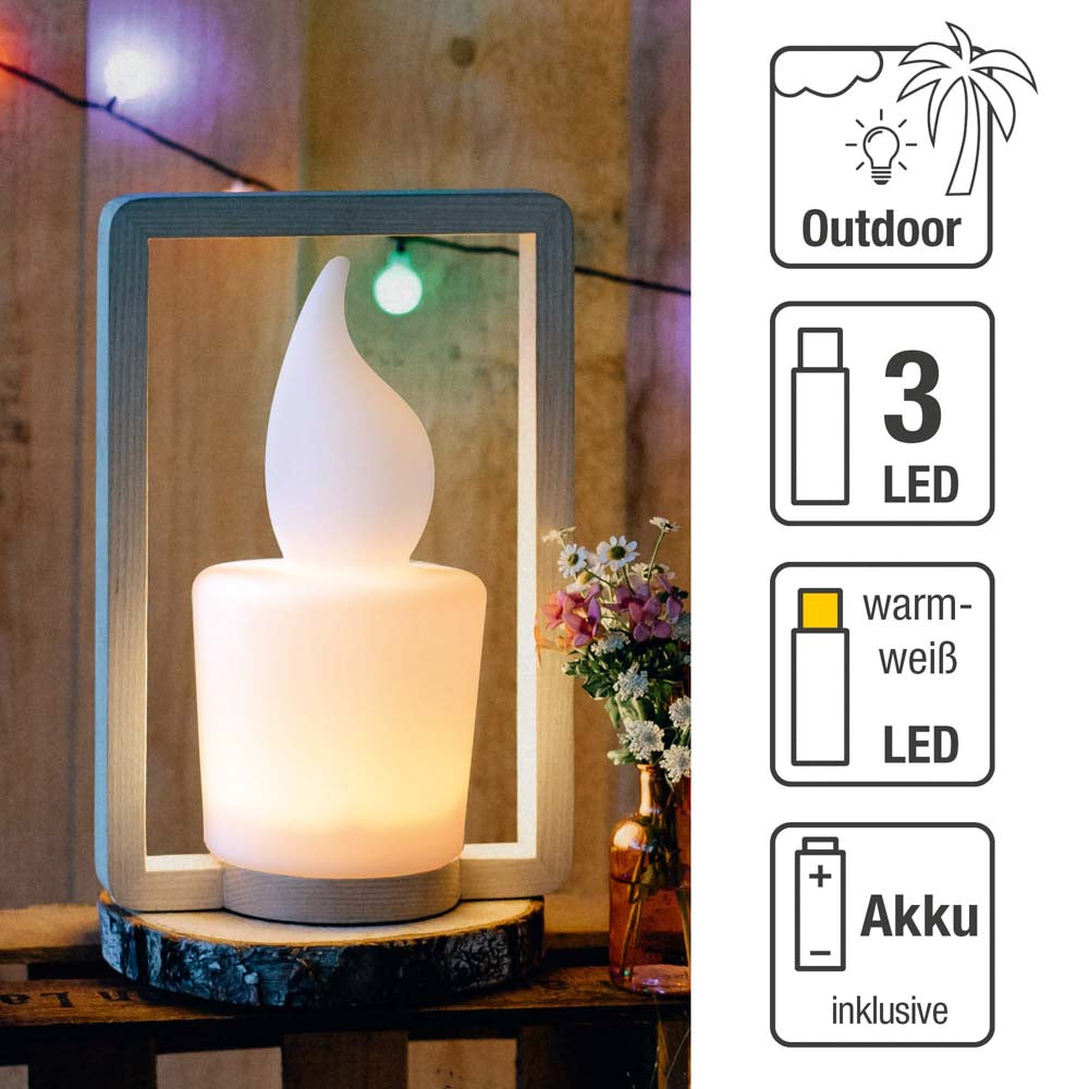 LED-Holzlampe "Symphony" mit USB-Ladekabel, LED ww