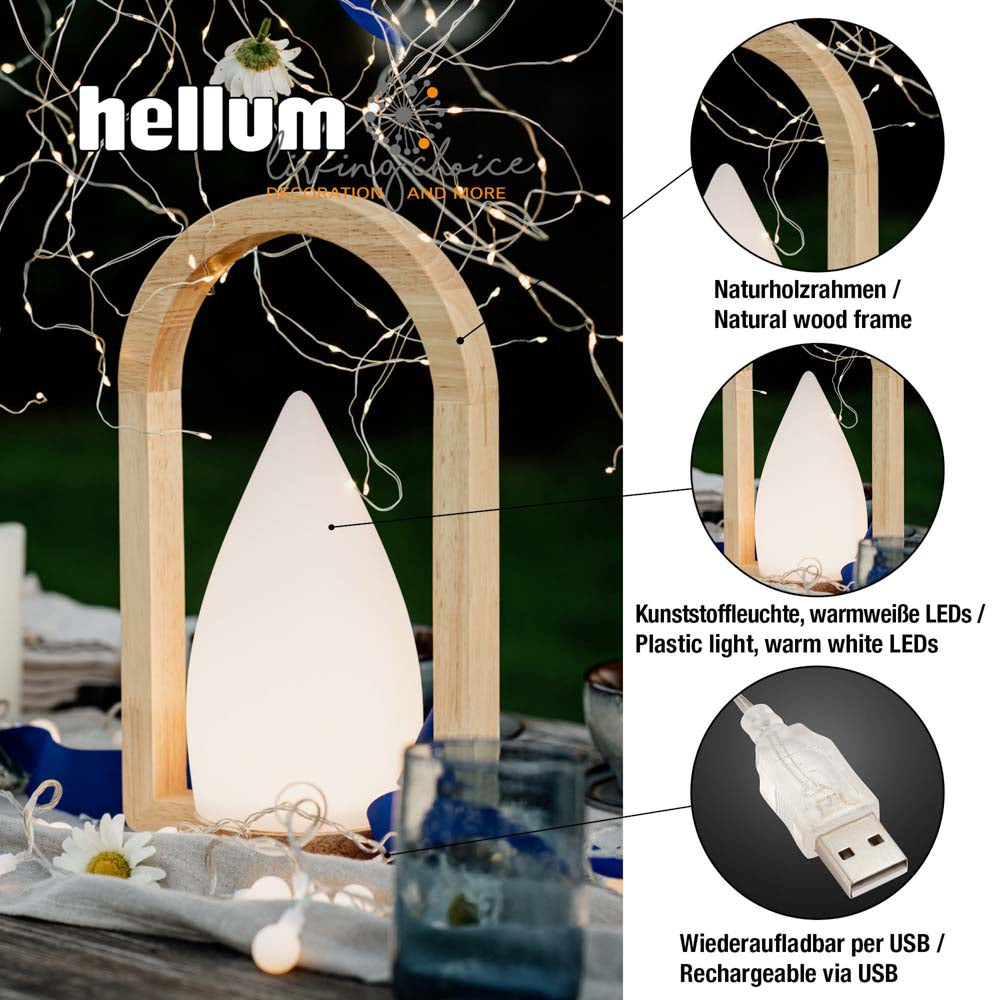 LED-Holzlampe "Melody" mit USB-Ladekabel, LED ww