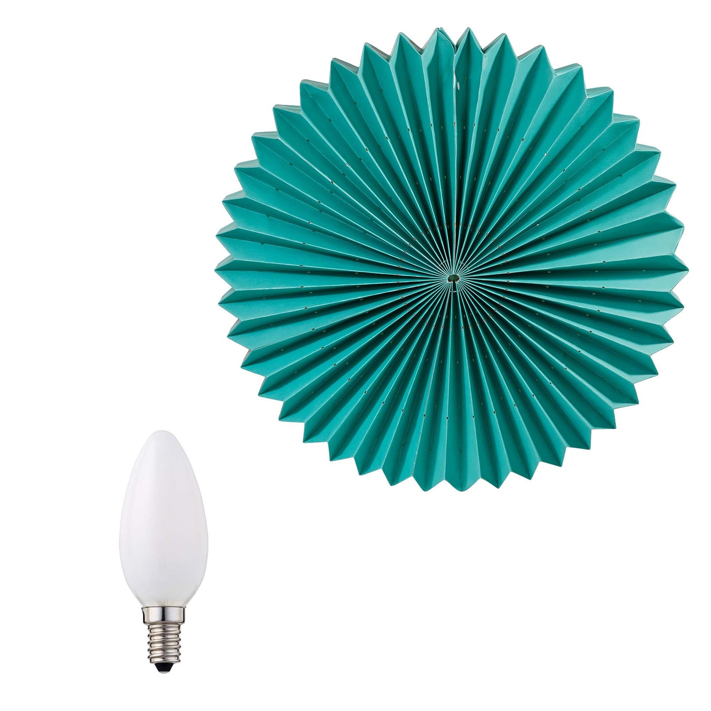 Papierlampion "Sunny", grün, hängend, weißes Kabel, E14, mit Schalter, Ø 40 cm, für innen, inkl. Lampe