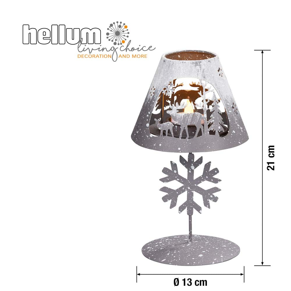Deko-Lampenschirm mit Schneeflocke, Rentier-Familie und LED-Teelicht_151626/524123