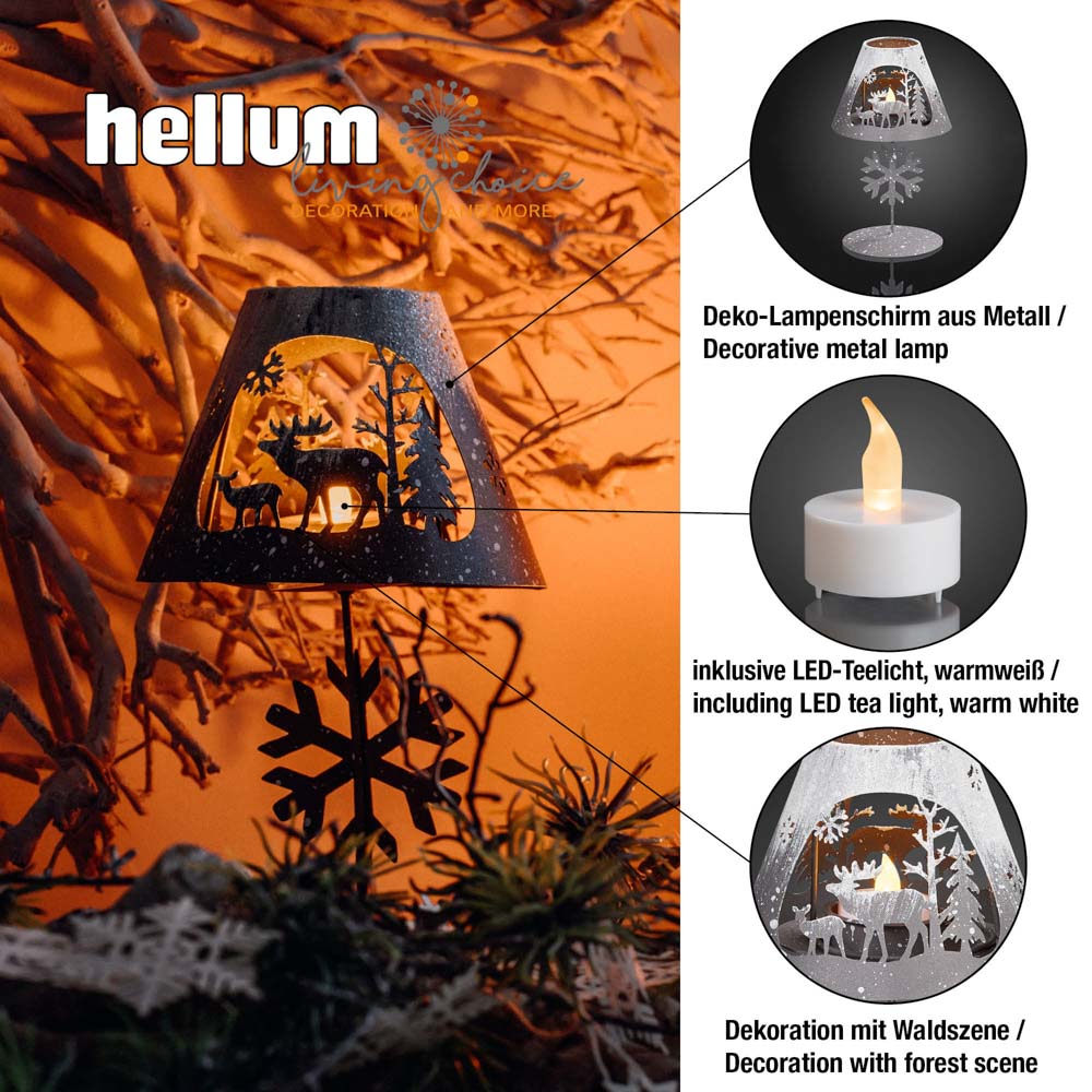 Deko-Lampenschirm mit Schneeflocke, Rentier-Familie und LED-Teelicht_151626/524123