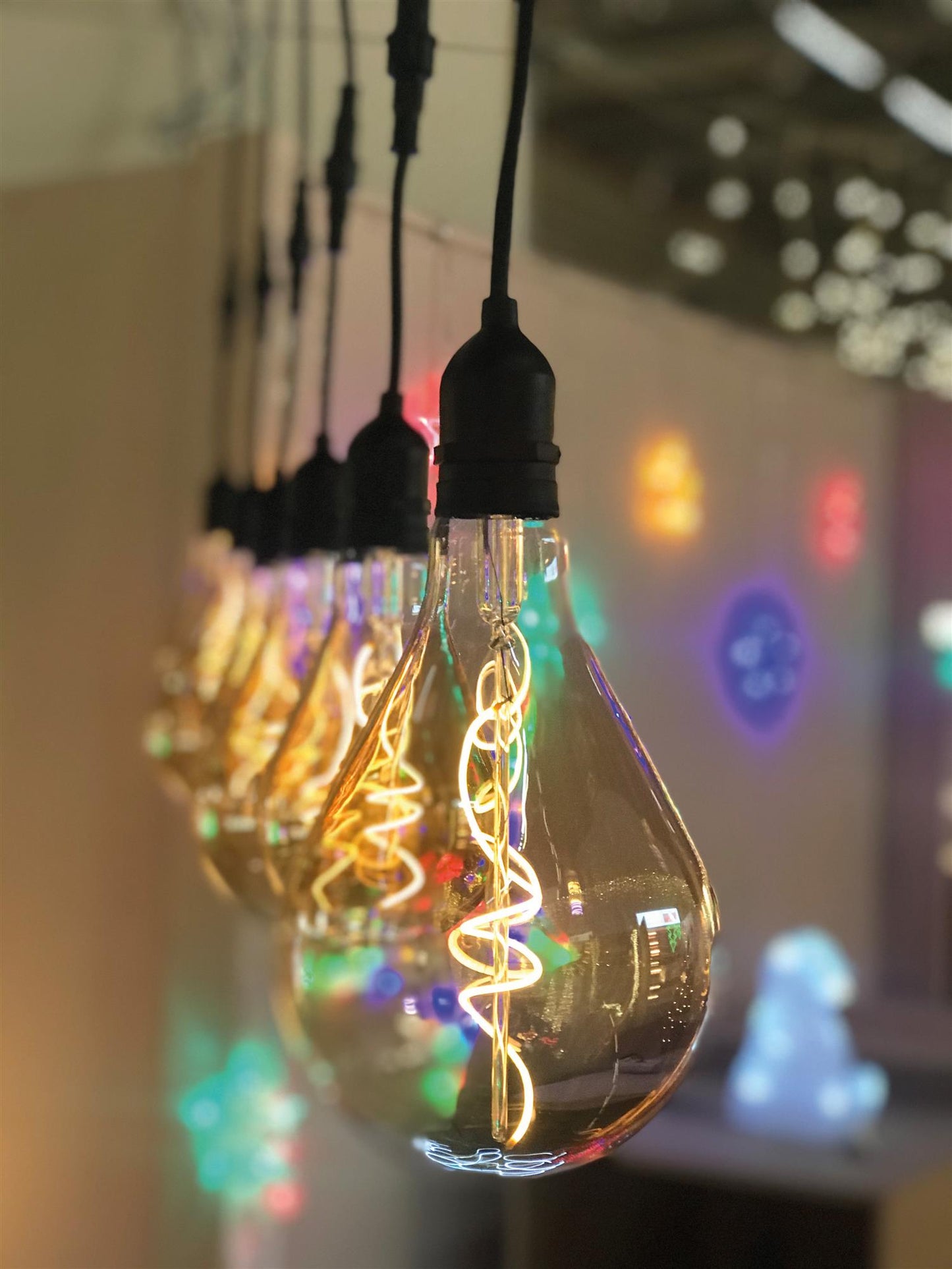 2-tlg Set LED Vintage-Hängelampen, goldfarbene Lampen mit LED-Spiral-Strang, A100+A100, 10x20 cm, batteriebetrieben, für außen, 524376 x 2