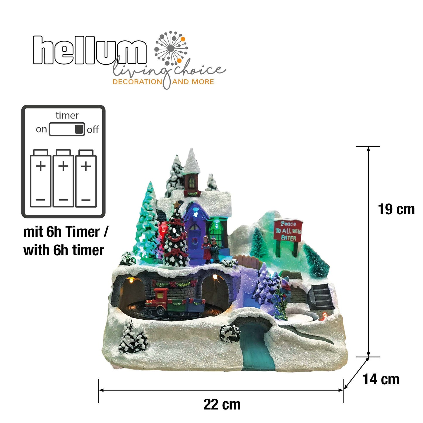 LED-Szene mit Bergdorf und fahrendem Zug, batteriebetrieben_524390