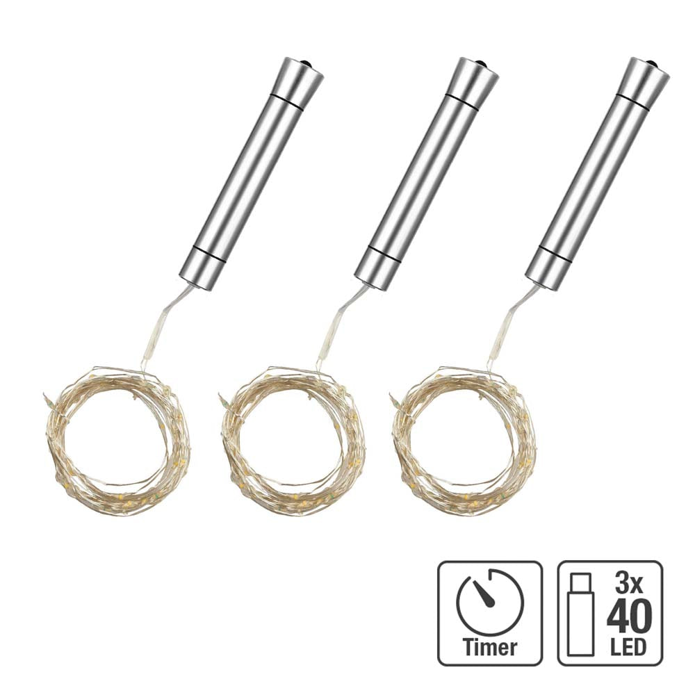 3-tlg. Set mit 40-tlg. LED-Flaschen-Lichterkette, warm-weiß, batteriebetrieben 522839 x3